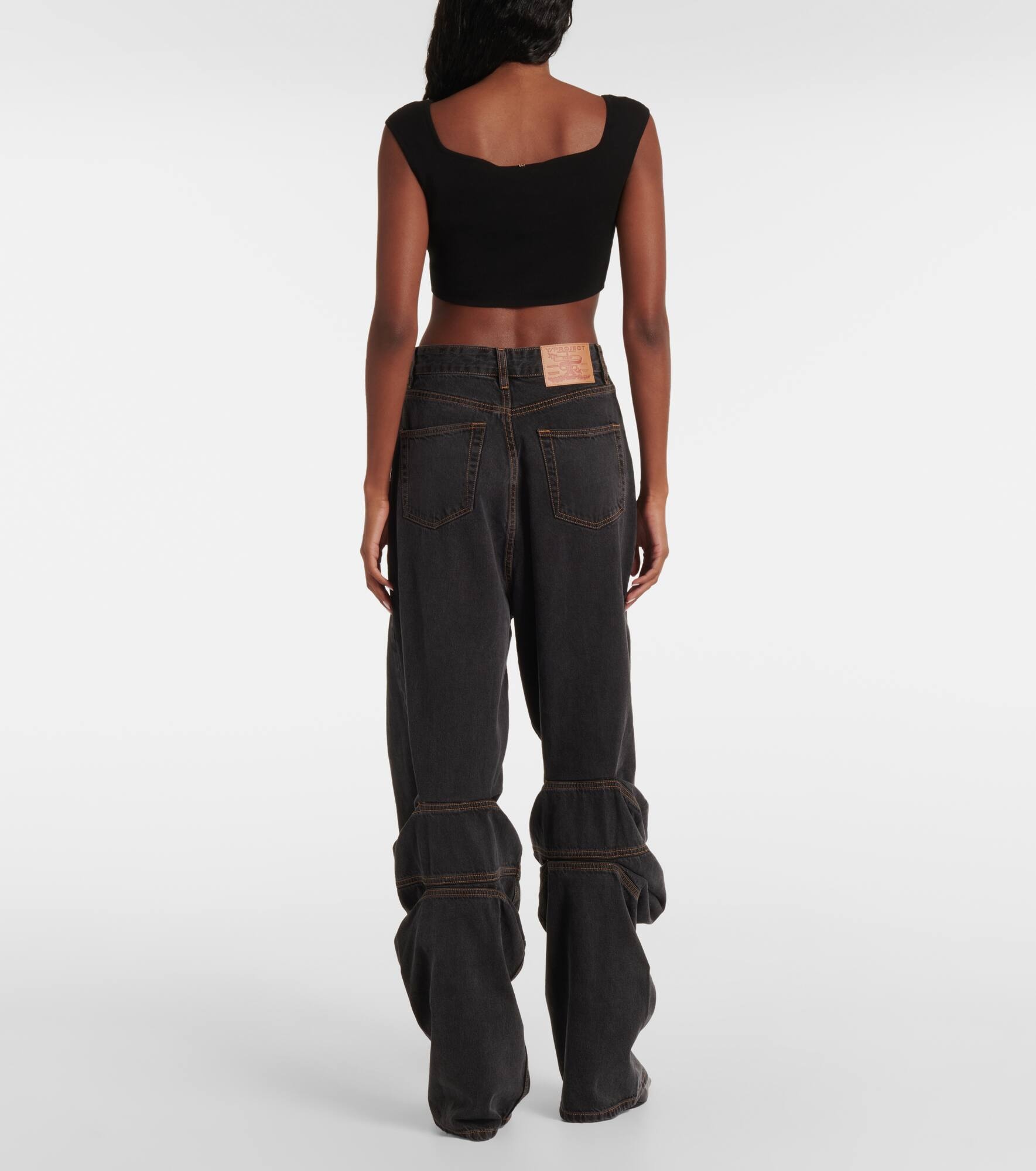 Evergreen Draped Cuff wide-leg jeans - 3