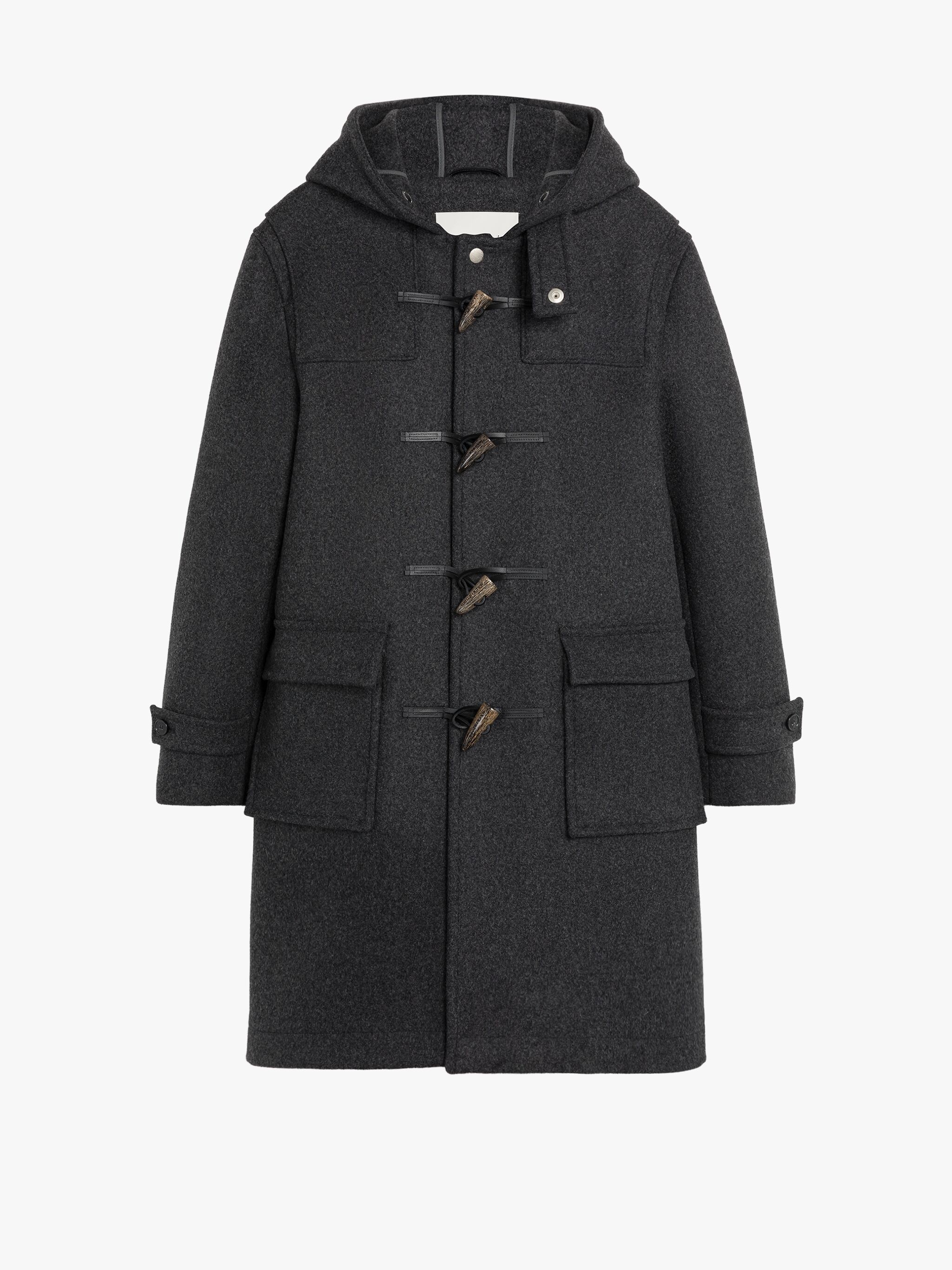 WEIR GREY WOOL DUFFLE COAT - 1