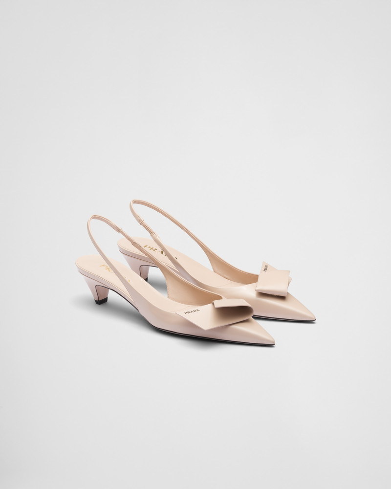Brushed leather slingback pumps 1