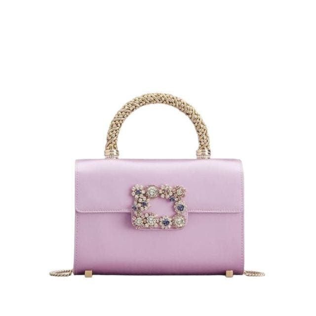 Roger Vivier Lilac Clutch Bag Flower Rhinestone Jewel genteroma REVERSIBLE