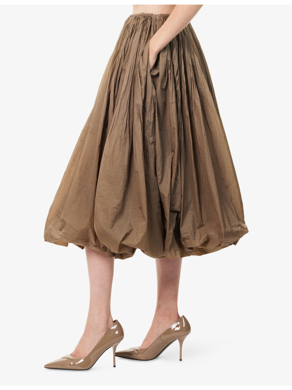 Bubble-Hem Pleated Crepe-Jersey Maxi Skirt - 3