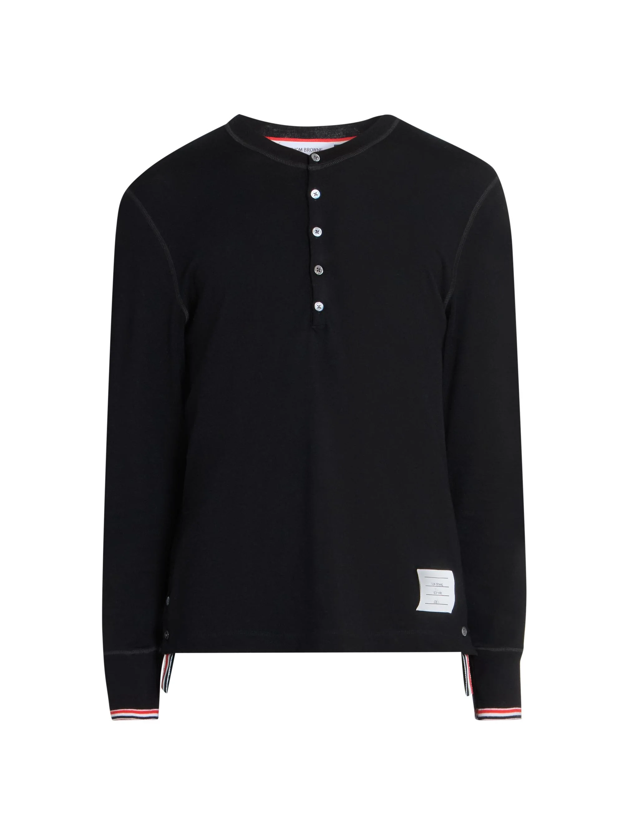 Men's RWB Tipping Stripe Wool Jersey Henley Shirt - Black - 1