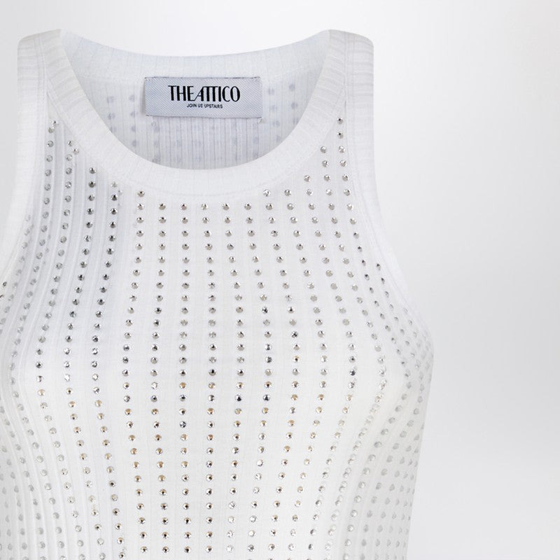 The Attico White Tank Top With Rhinestones Women - 2