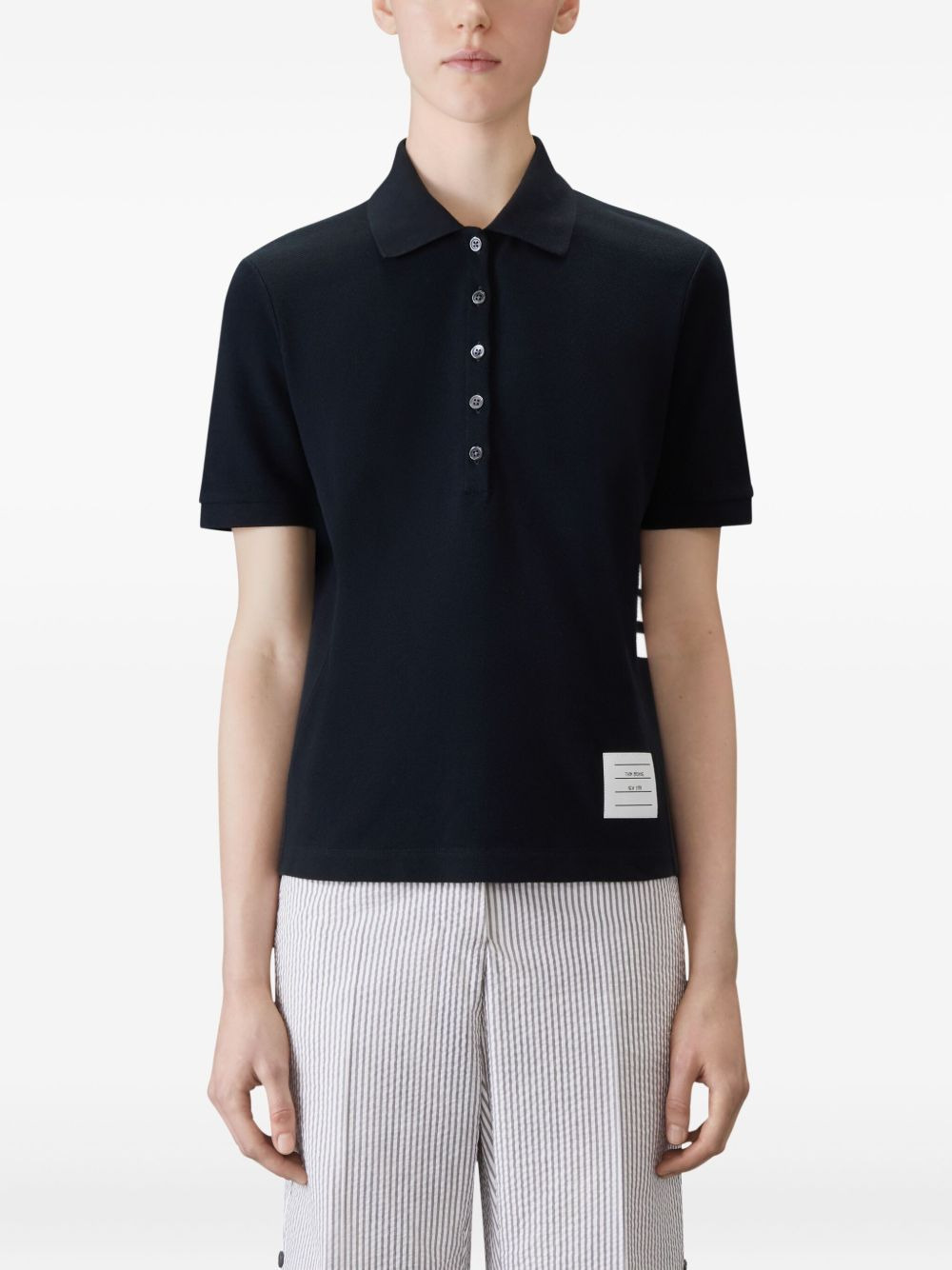 four-bar striped rib-cuffs polo top - 3