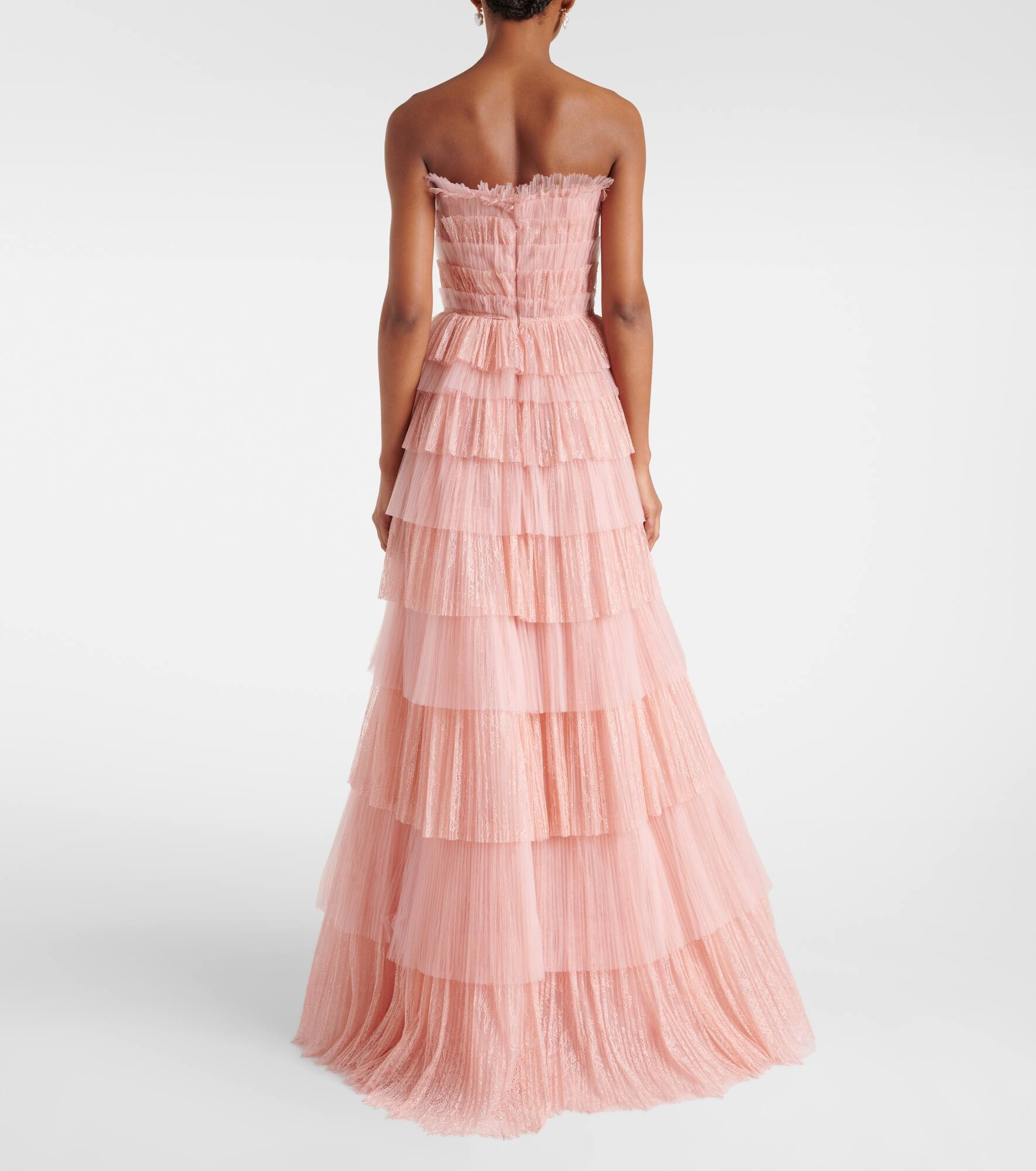 Trissa plissé tiered tulle and lace gown - 3