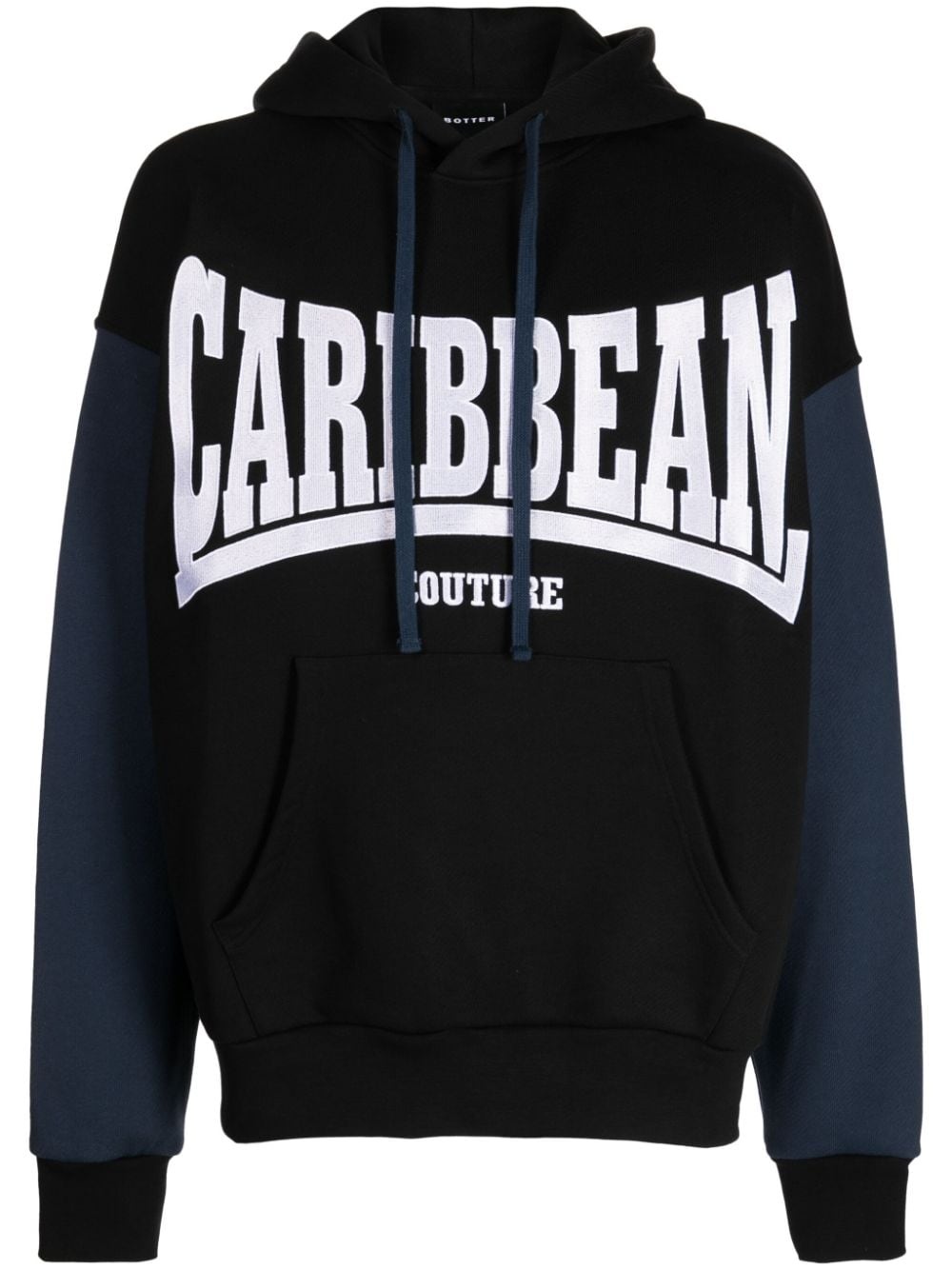 logo-embroidered jersey hoodie - 1