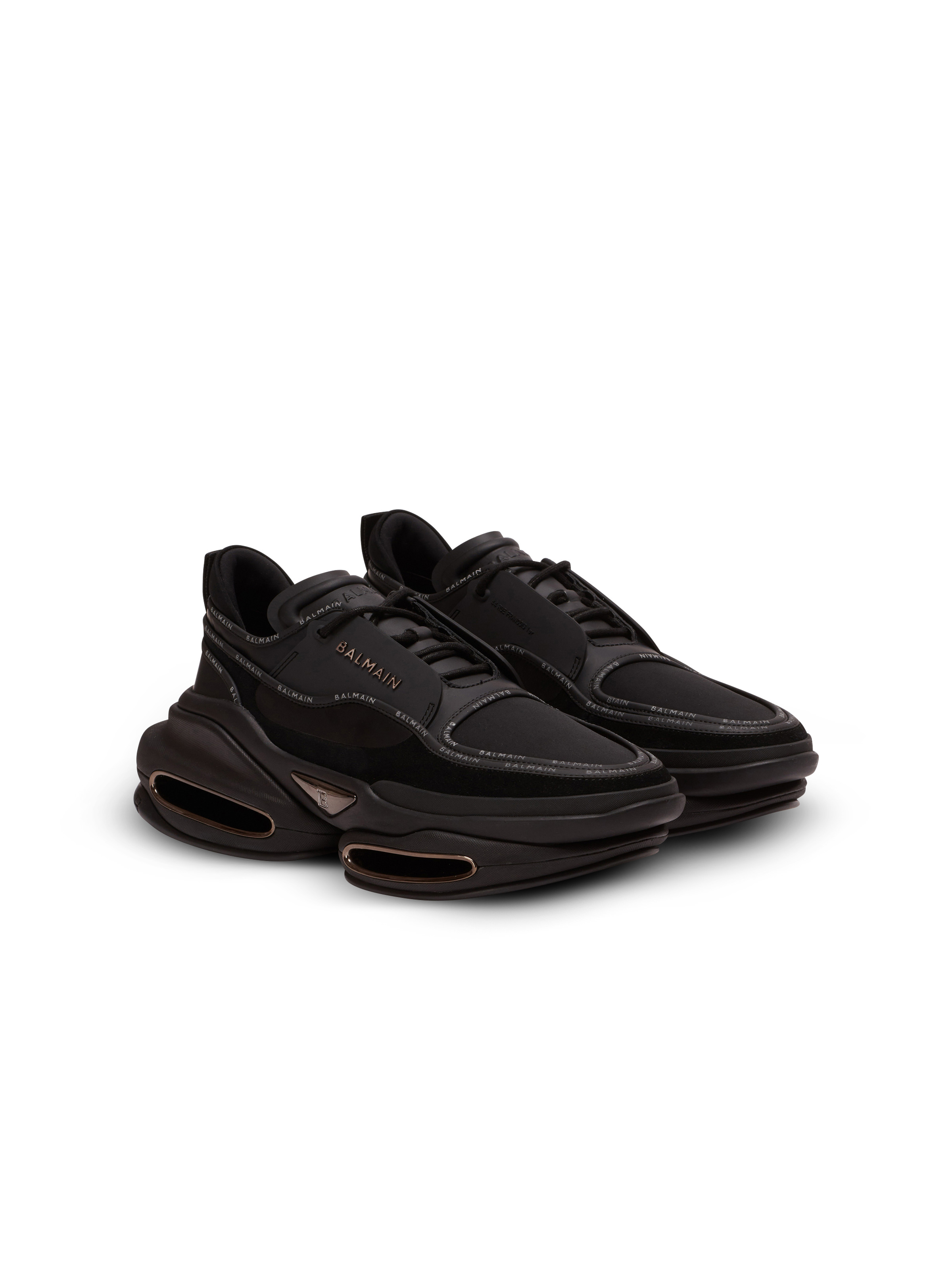 B-Bold low-top trainers in leather and suede with Balmain logo - 2