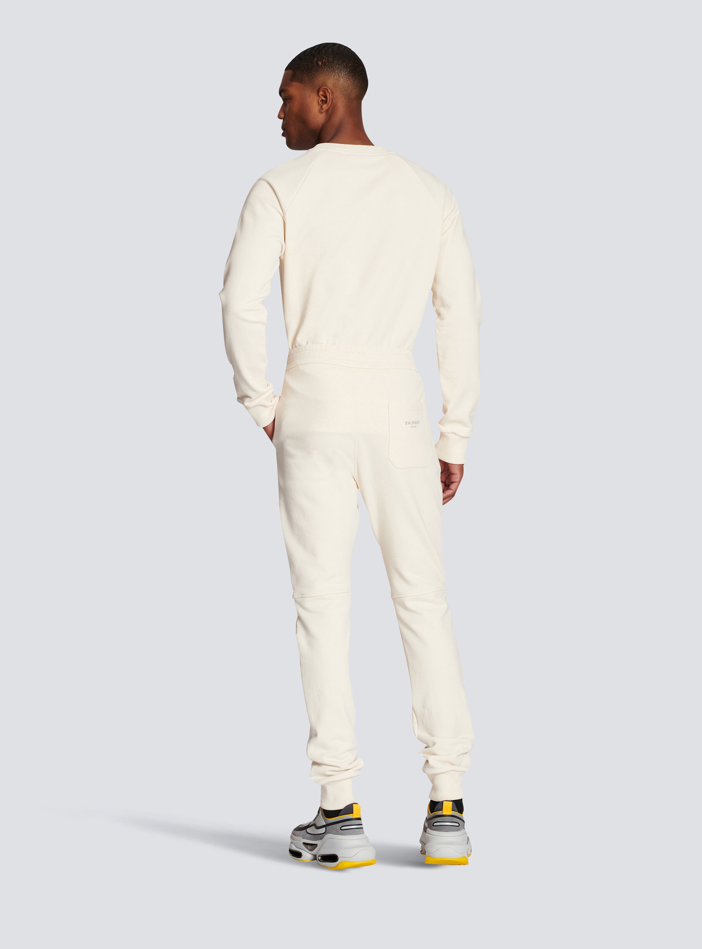 Balmain logo printed cotton jogging bottoms - 4