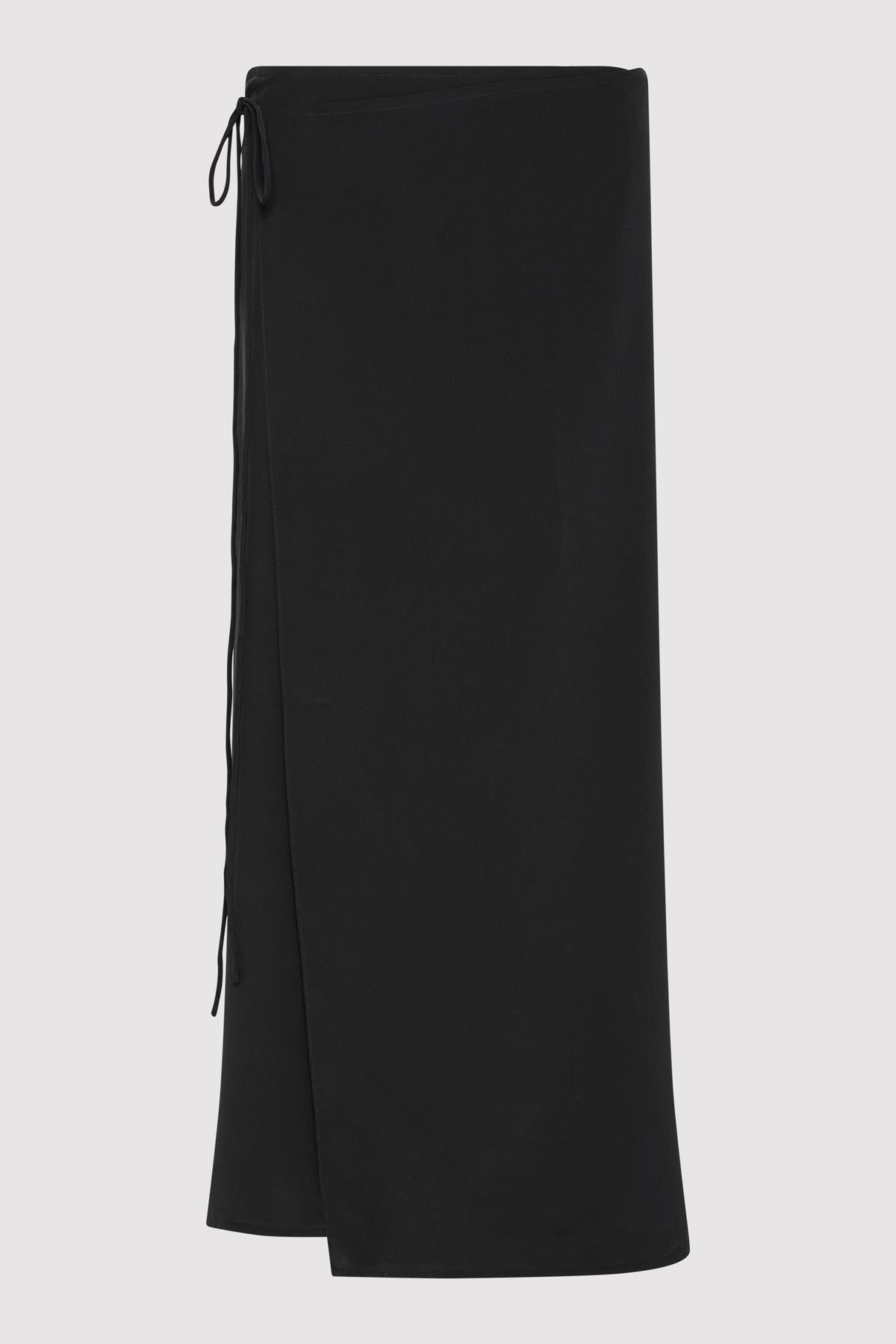 Silk Wrap Tie Skirt - Black - 1