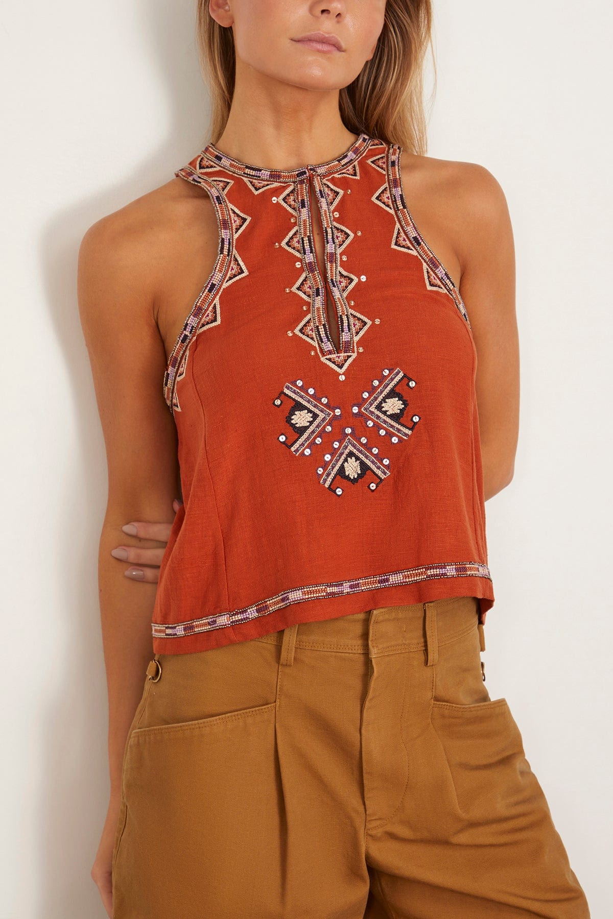 Zaharah Sleeveless Top in Burnt Orange - 4