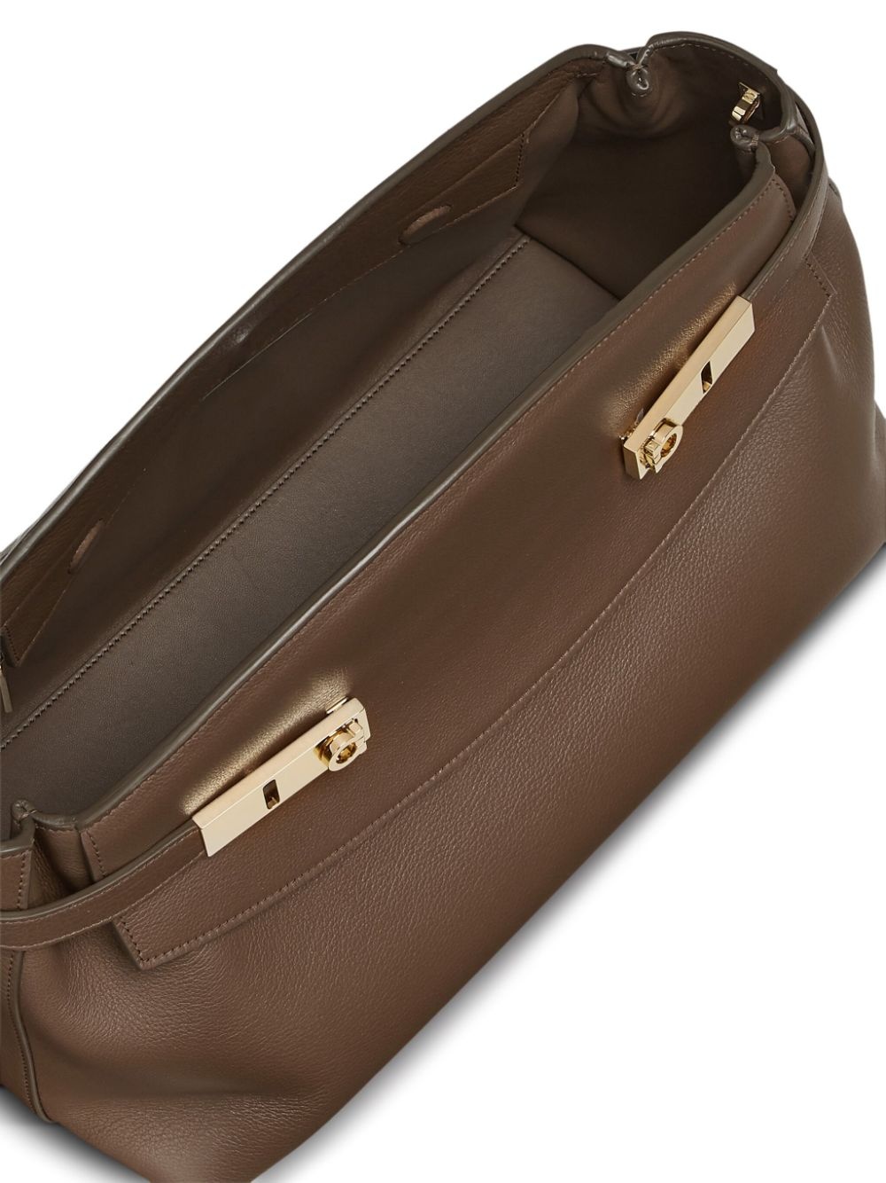 Gancini-plaque leather clutch bag - 6