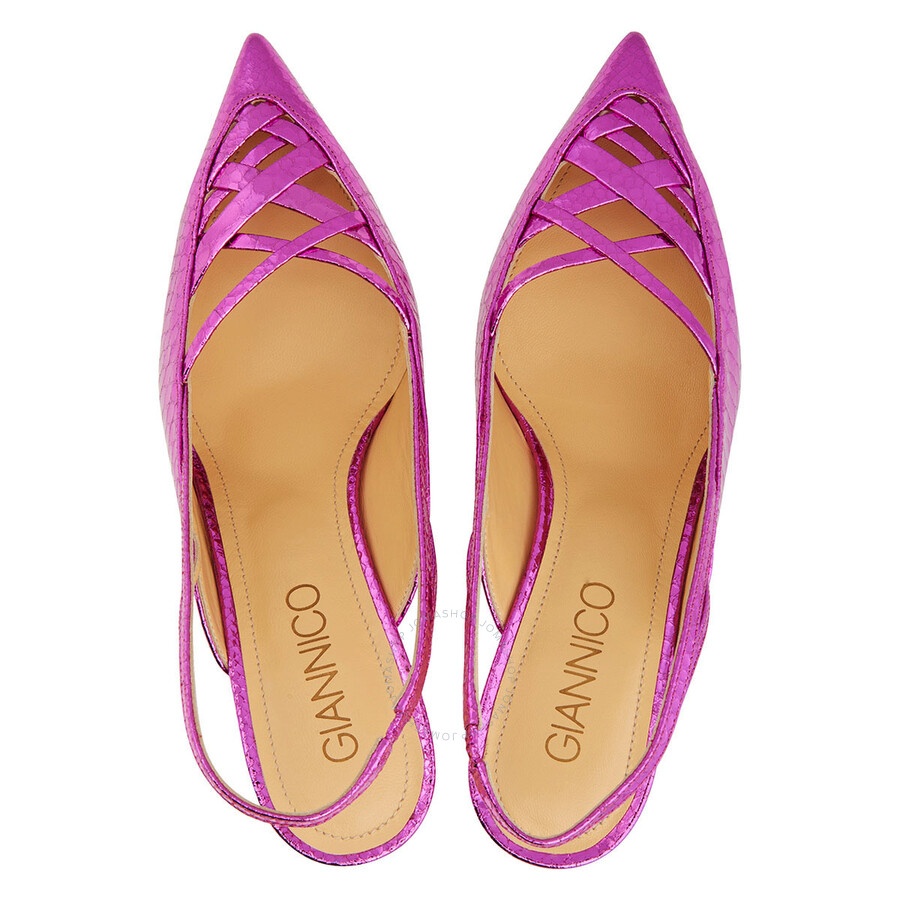 Giannico - Giannico Fuchsia Amelia 60 Python Slingback Pumps - 3