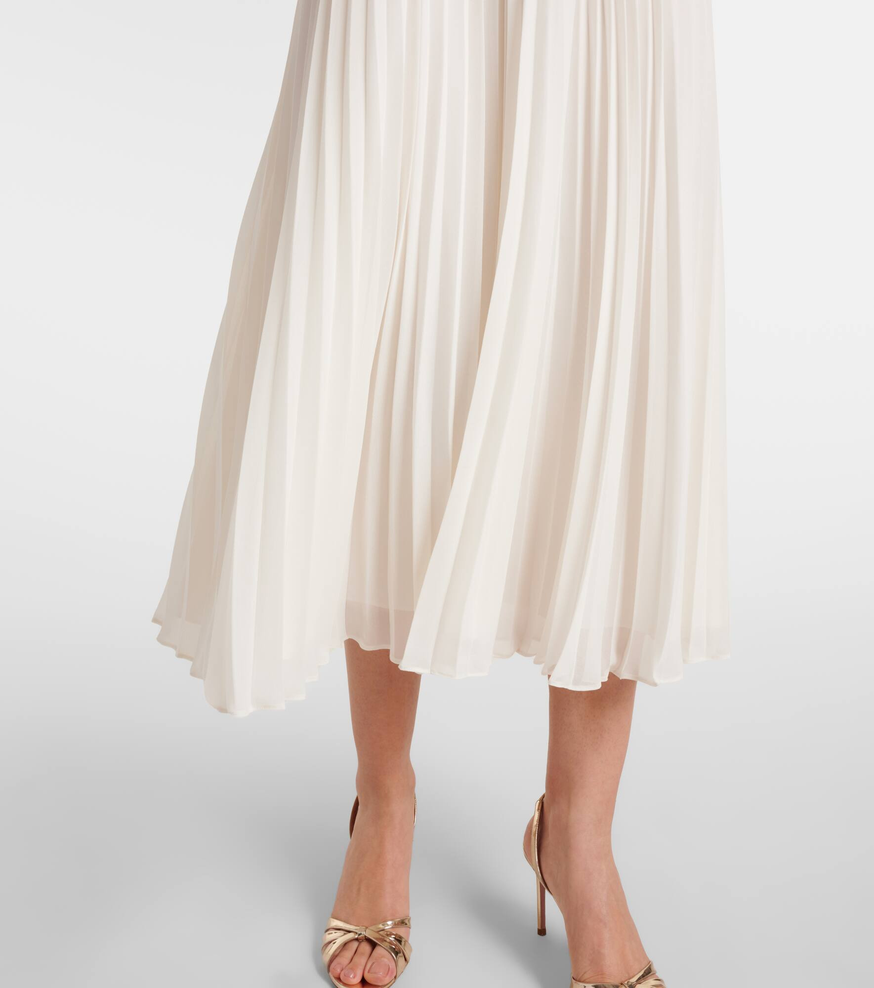 Belted plissé taffeta midi dress - 5