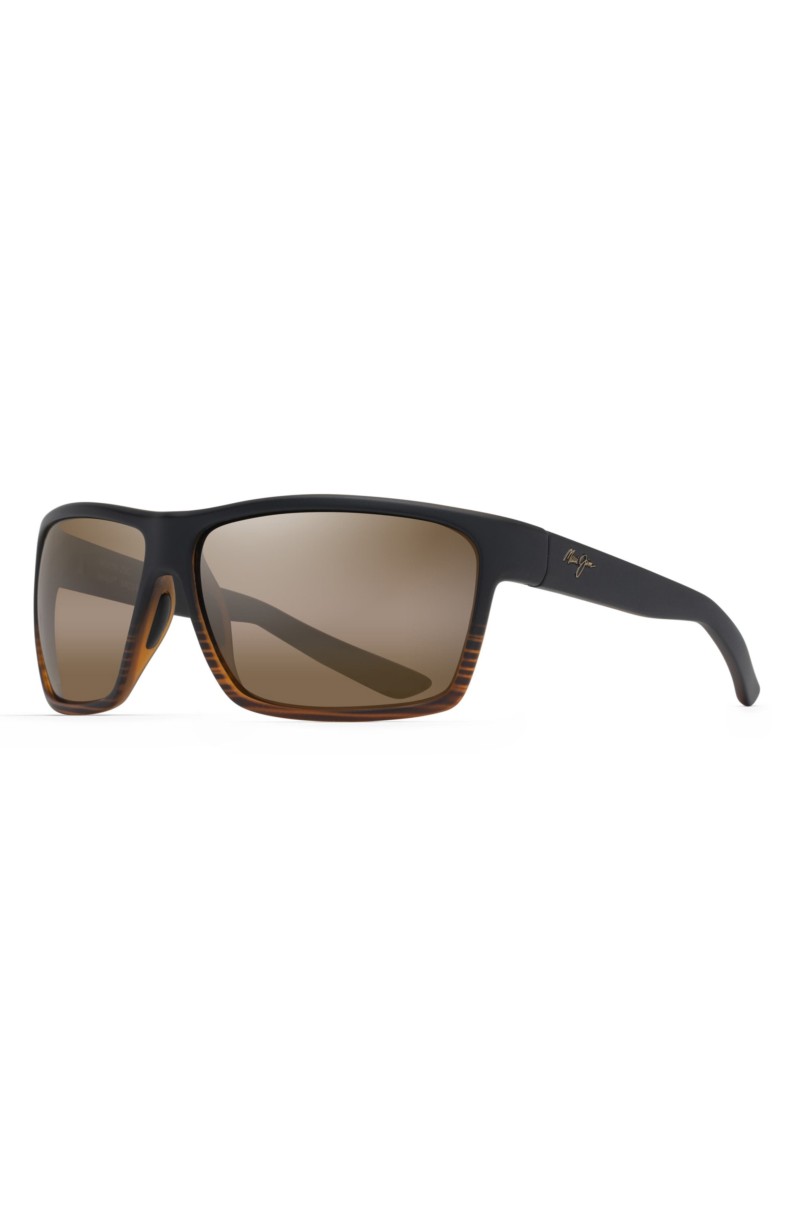 Maui Jim Alenuihaha 64mm Polarized Sport Sunglasses in Stripe Dark Brown/Bronze at Nordstrom - 2