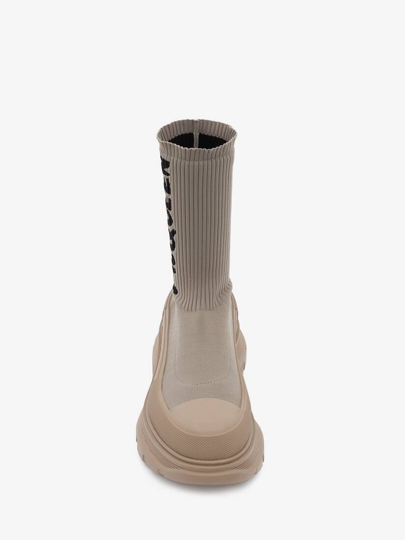 Mcqueen Graffiti Knit Tread Slick Boot in Beige - 4