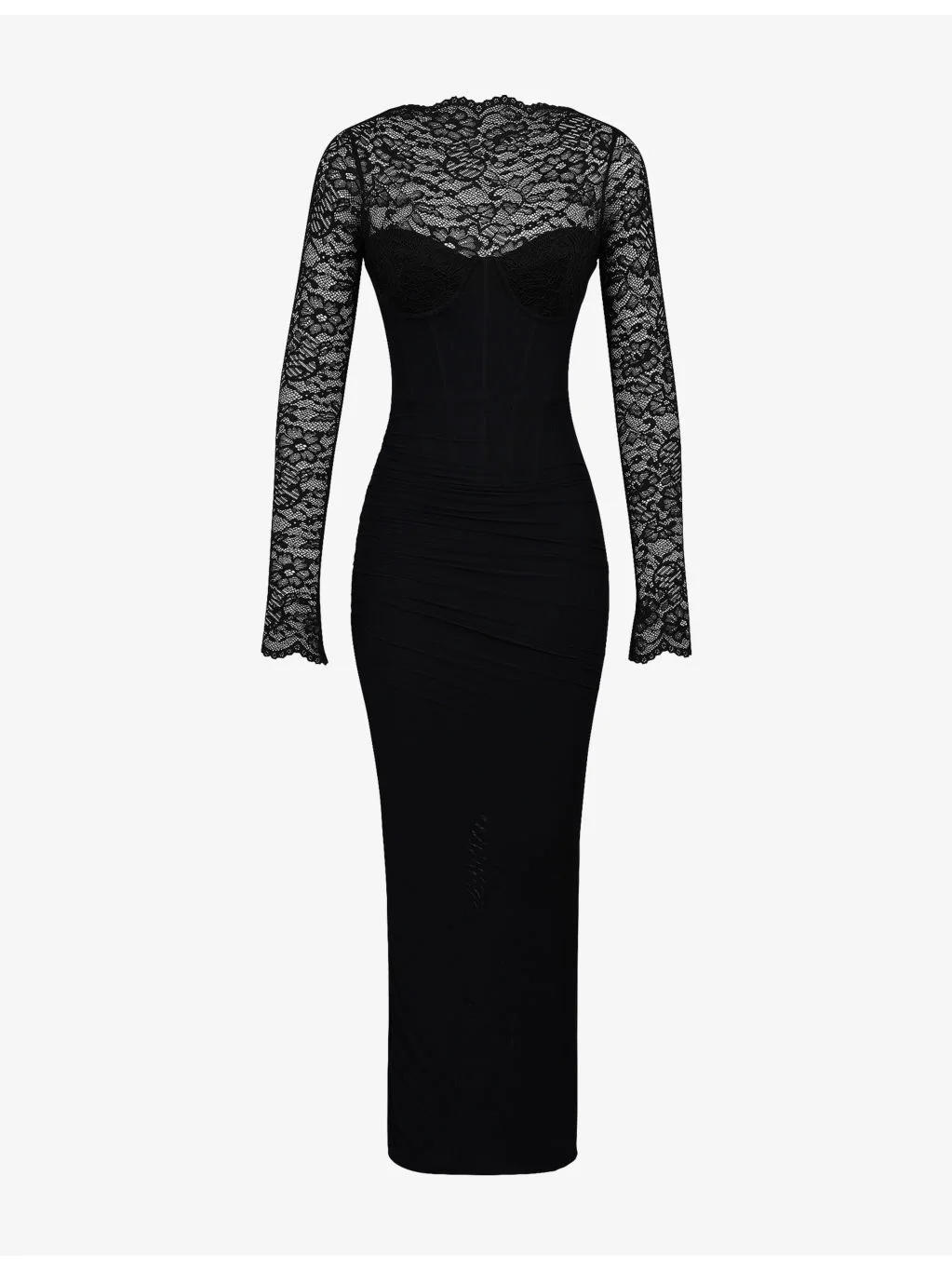 Shiloh Lace Long-Sleeve Stretch-Woven Maxi Dress - 1