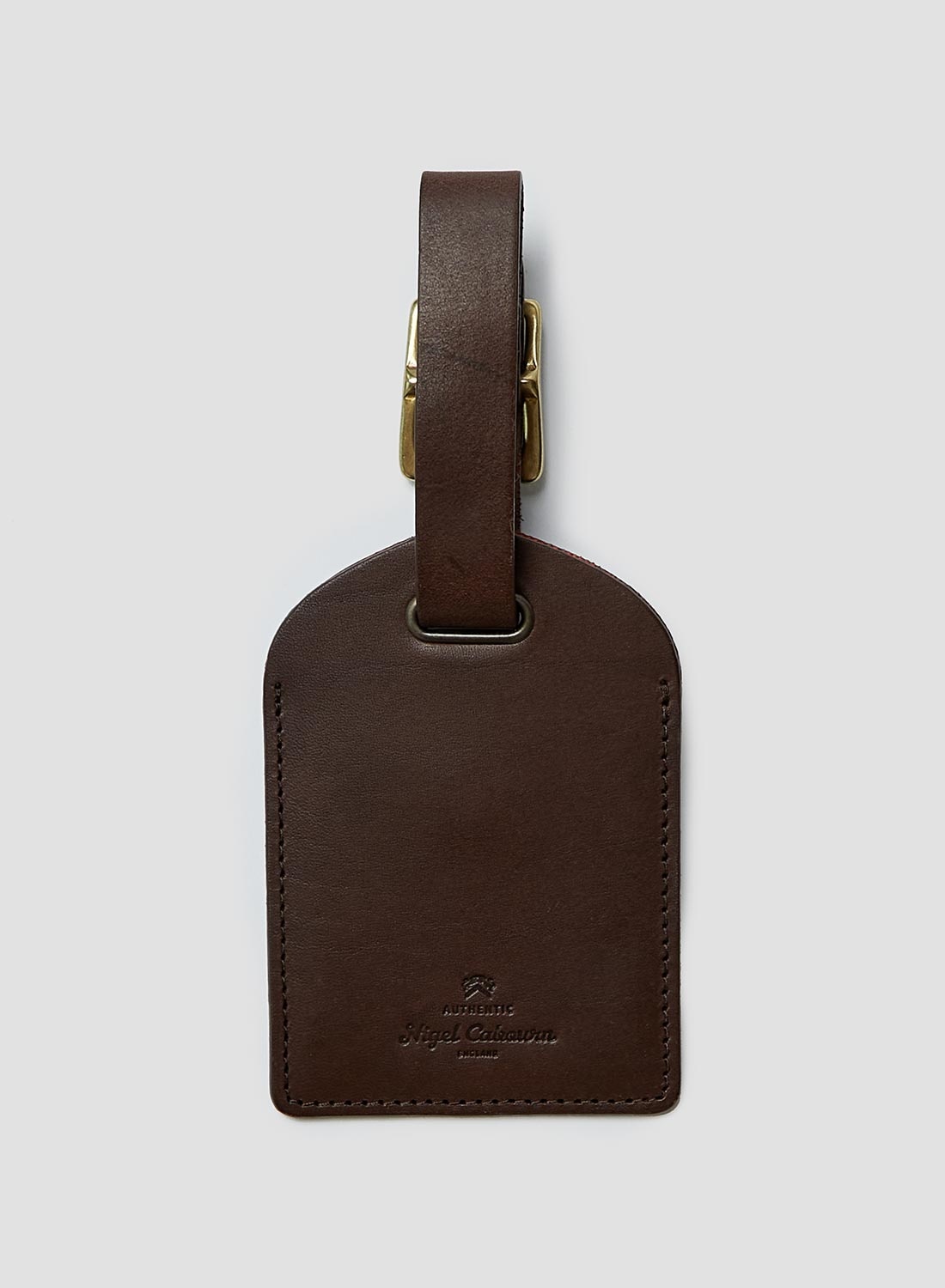 Leather Luggage Tag in Dark Brown - 1