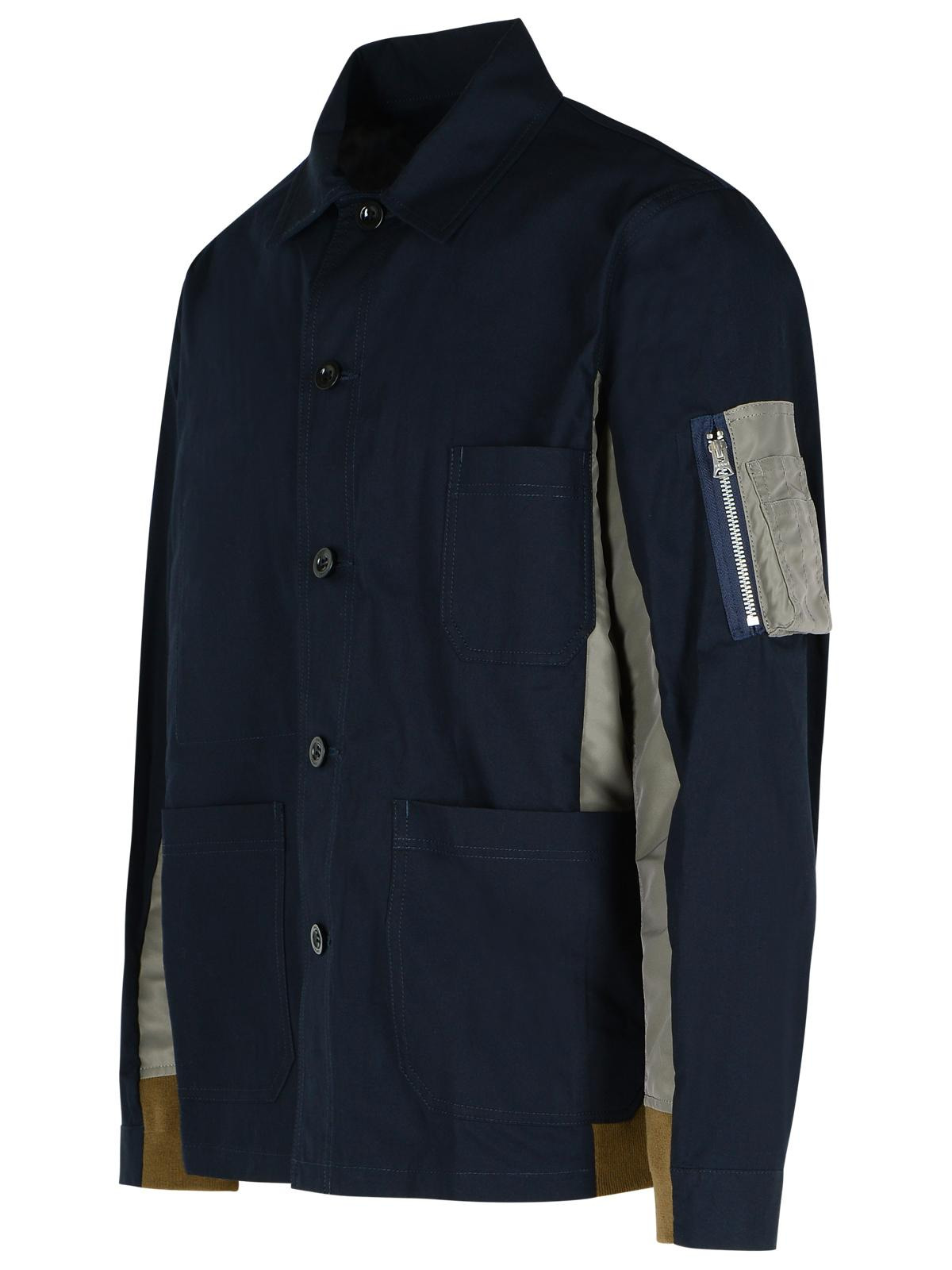 Sacai 'Oxford' Navy Cotton Blend Jacket Men - 2
