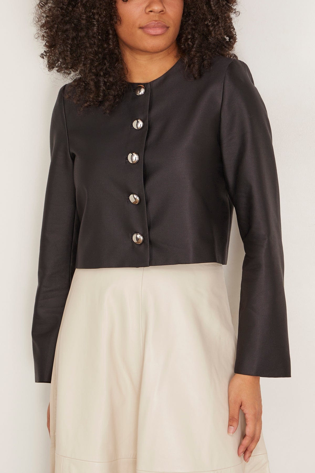 Ryder Crew Neck Single Breasted Box Jacket in Black - 3