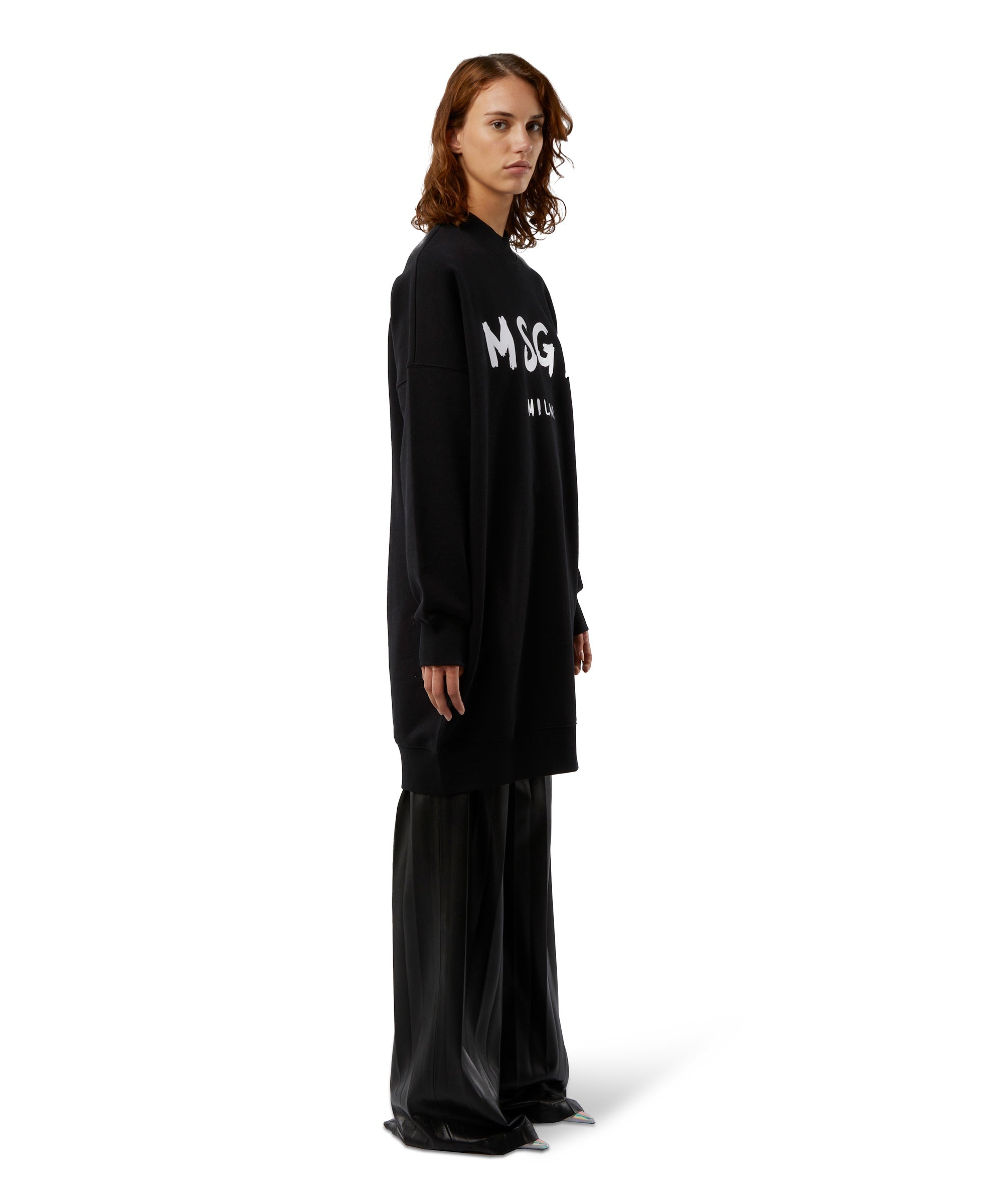 Cotton dress with brushed logo - 4