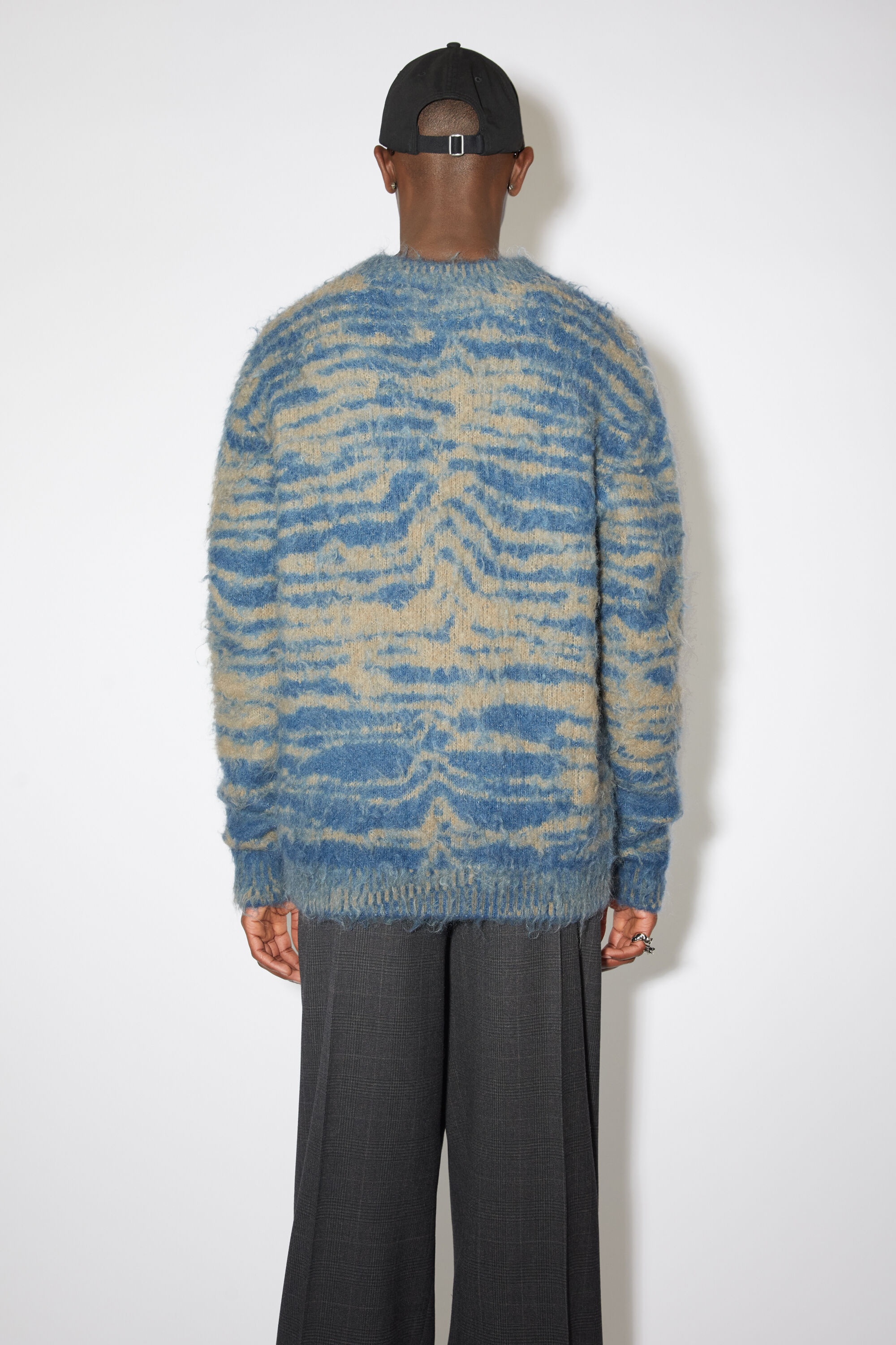 Crew neck wool jumper - Denim Blue/Dark Beige - 3