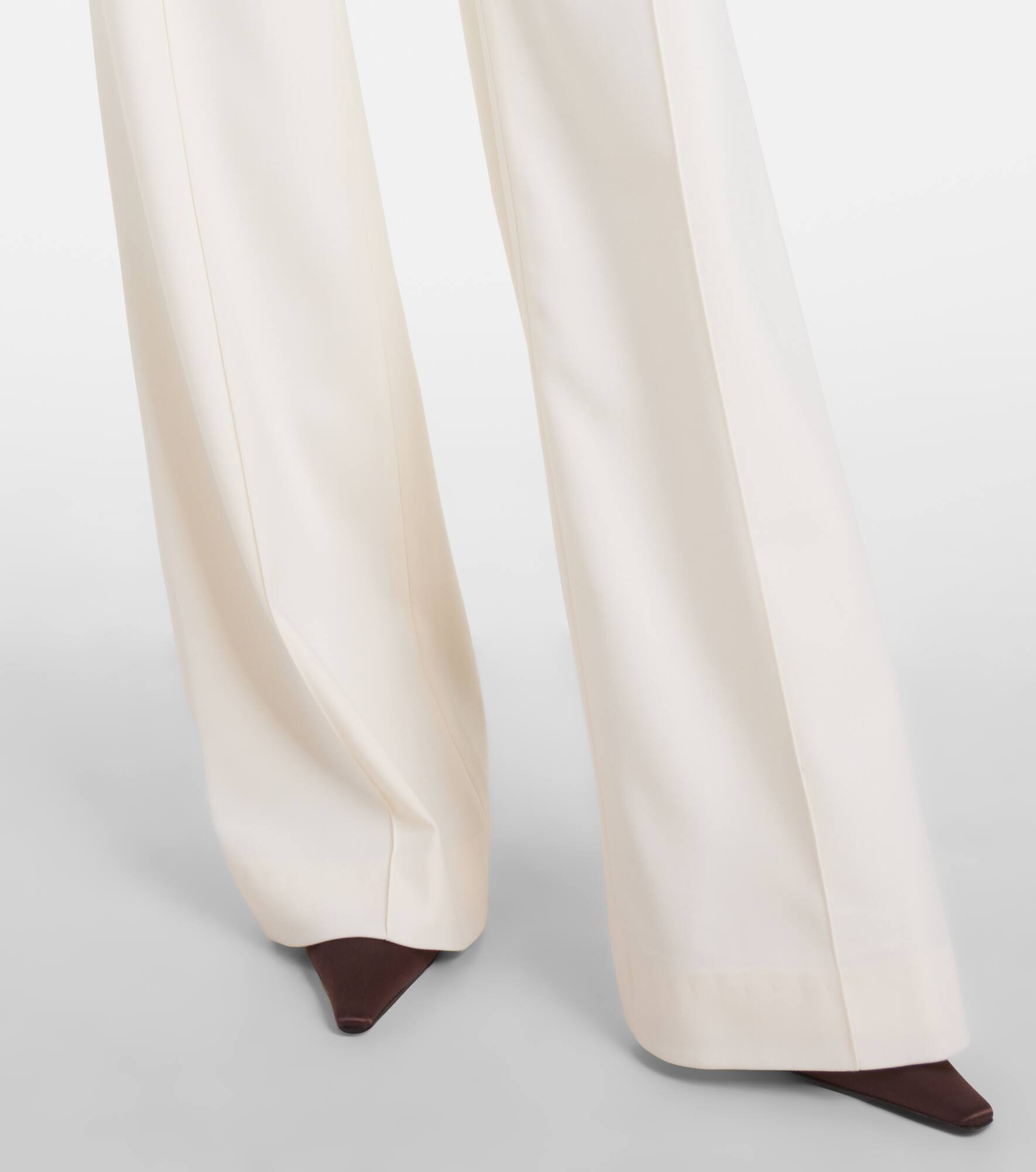 Pleated wool-blend wide-leg pants - 5