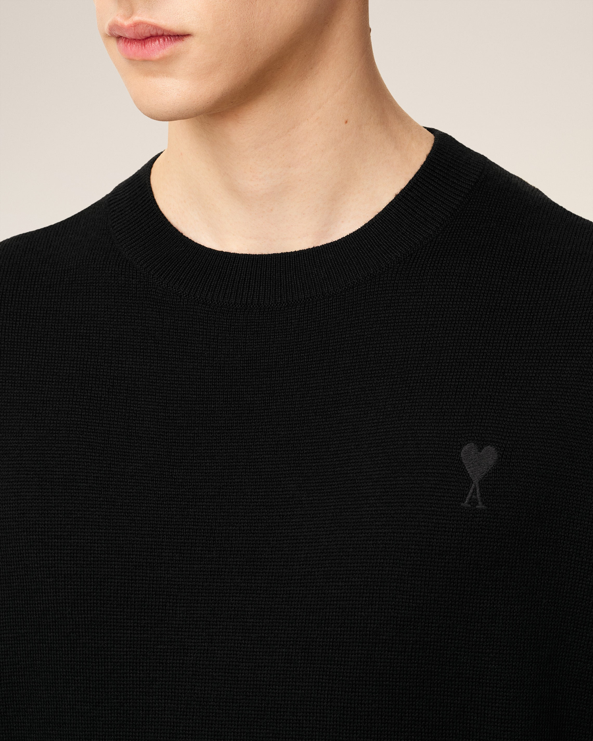 BLACK WOOL AMI DE COEUR CREWNECK SWEATER - 4