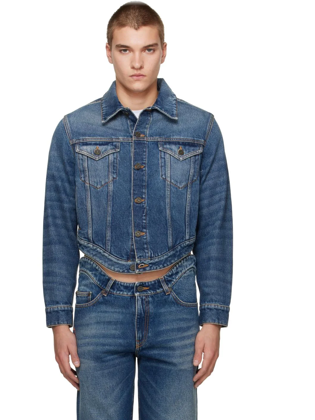 Blue 'The JPG Curved' Denim Jacket - 1