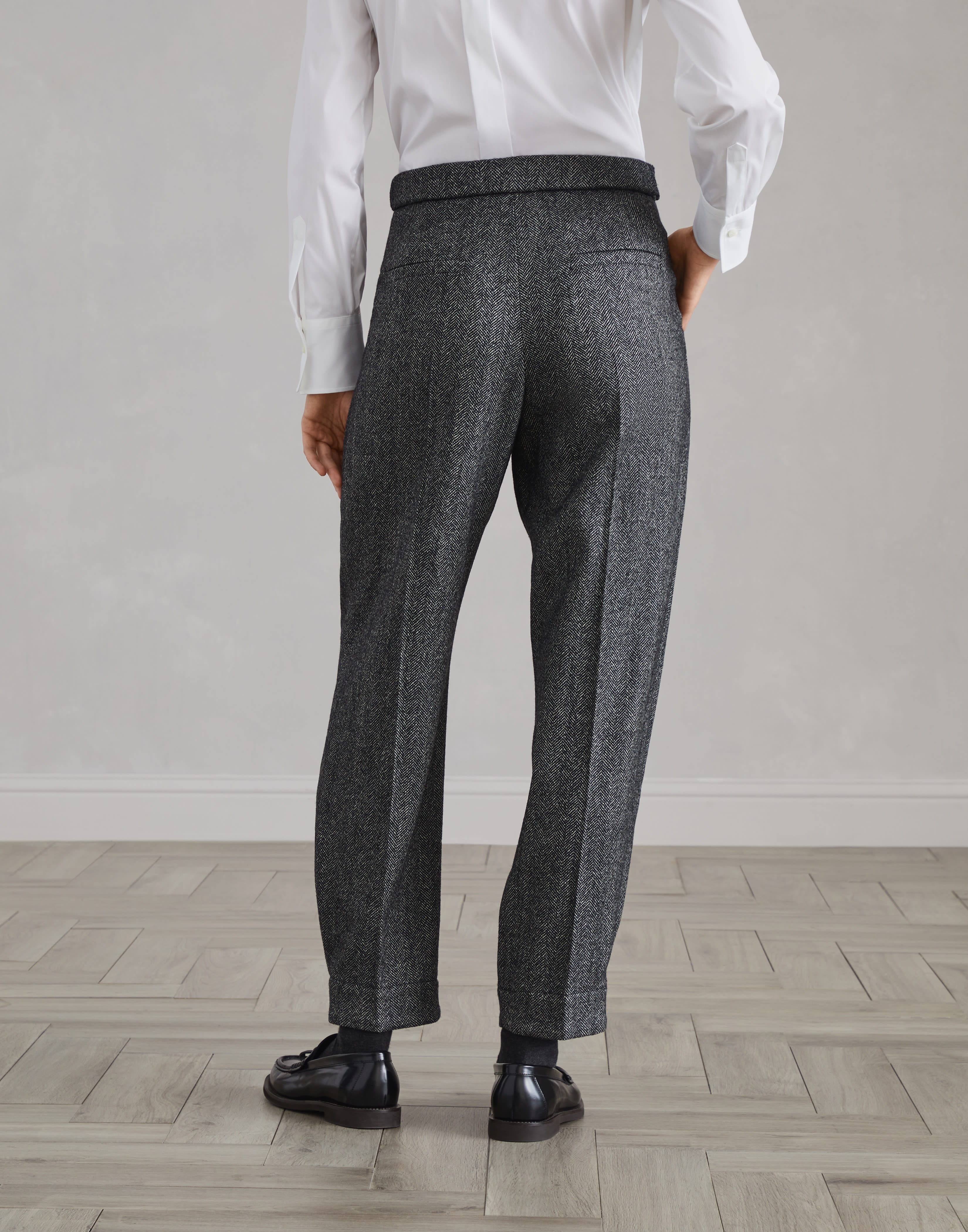 Brushed techno wool chevron sartorial baggy trousers - 2