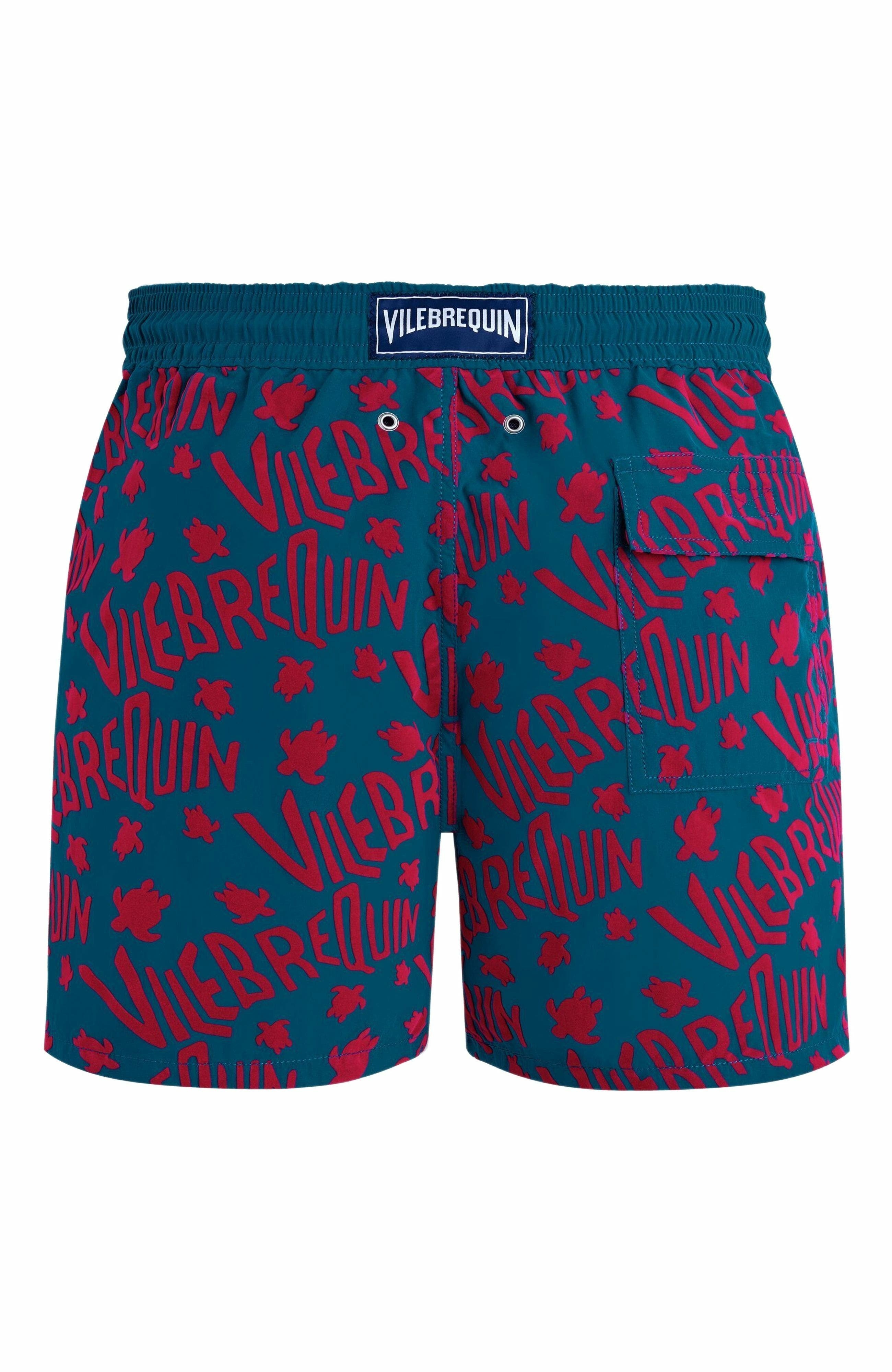 Vilebrequin Men's Ronde Des Tortues Logo Swim Trunks in Paon at Nordstrom - 3