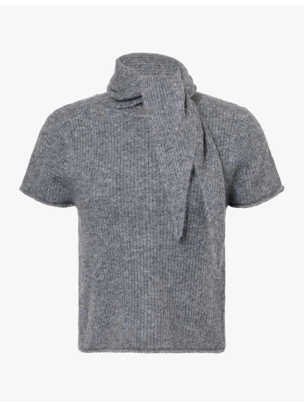 Detachable-Scarf Zip Alpaca-Blend Top - 1