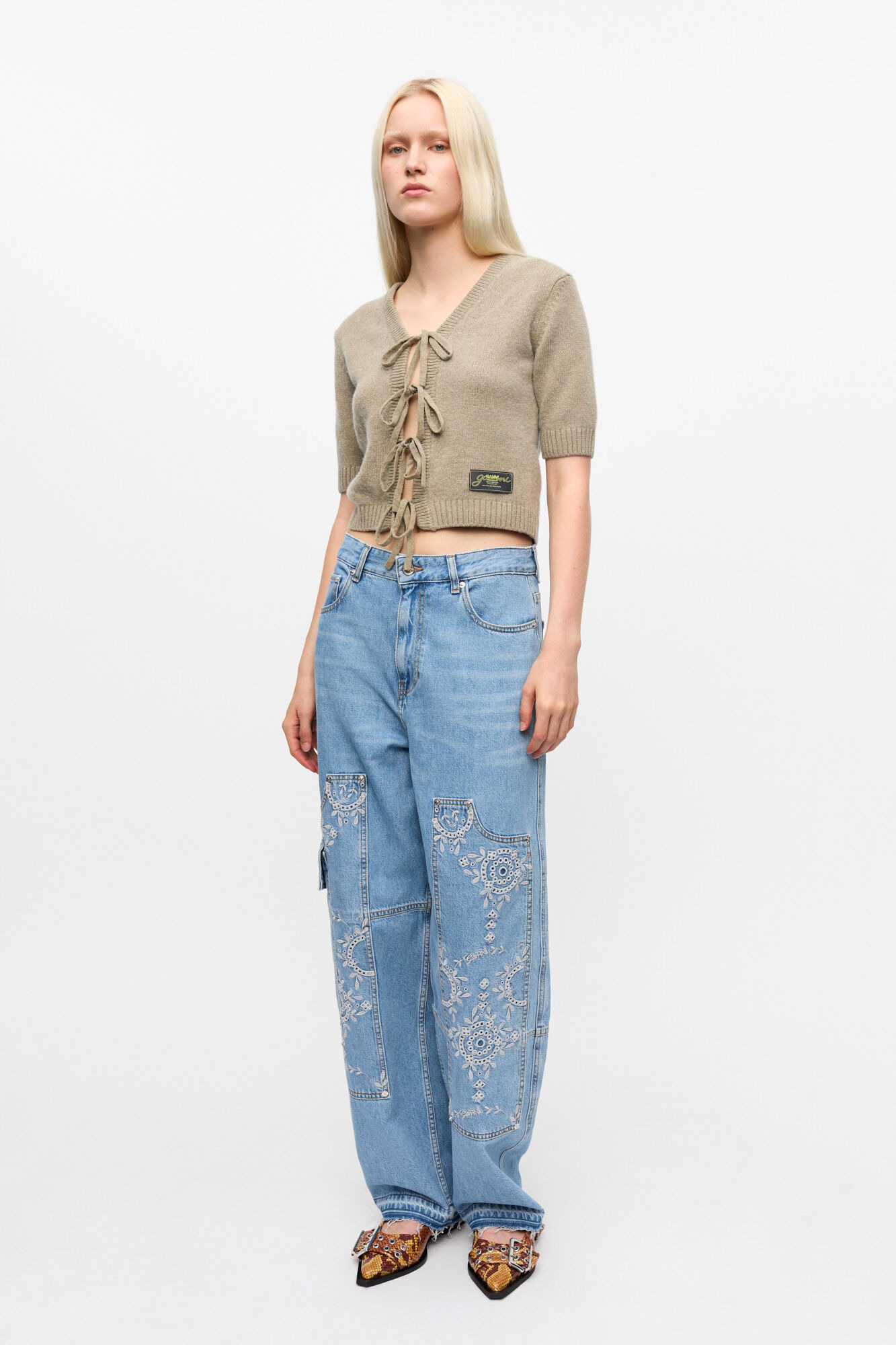 BRODERIE ANGLAISE CARPENTER JEANS - 2