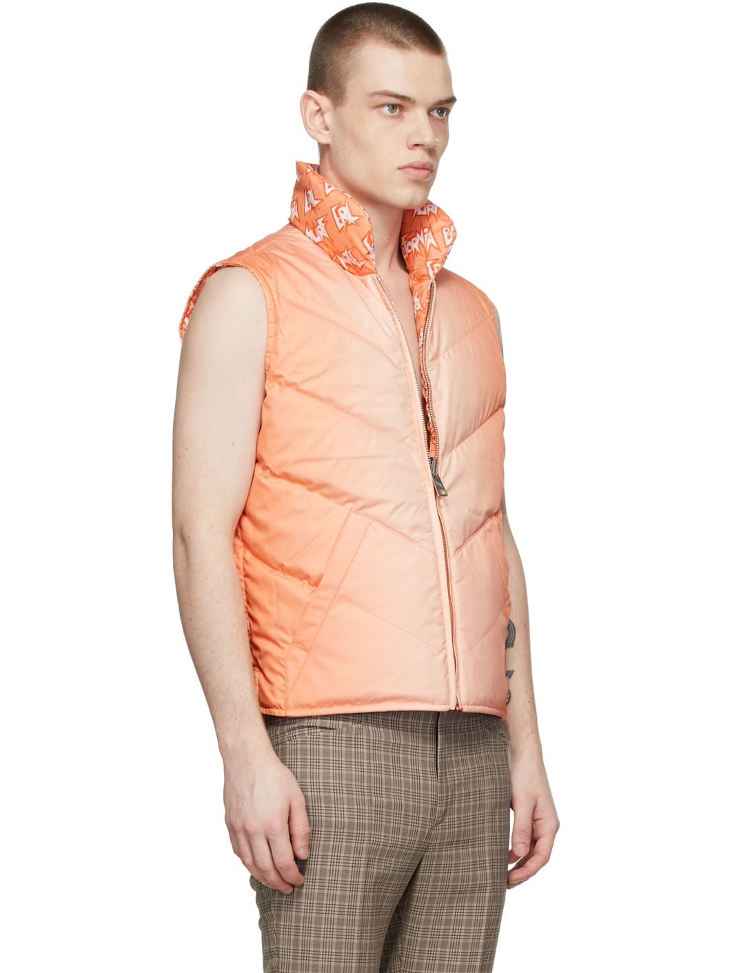 Orange Polyester Down Vest - 4