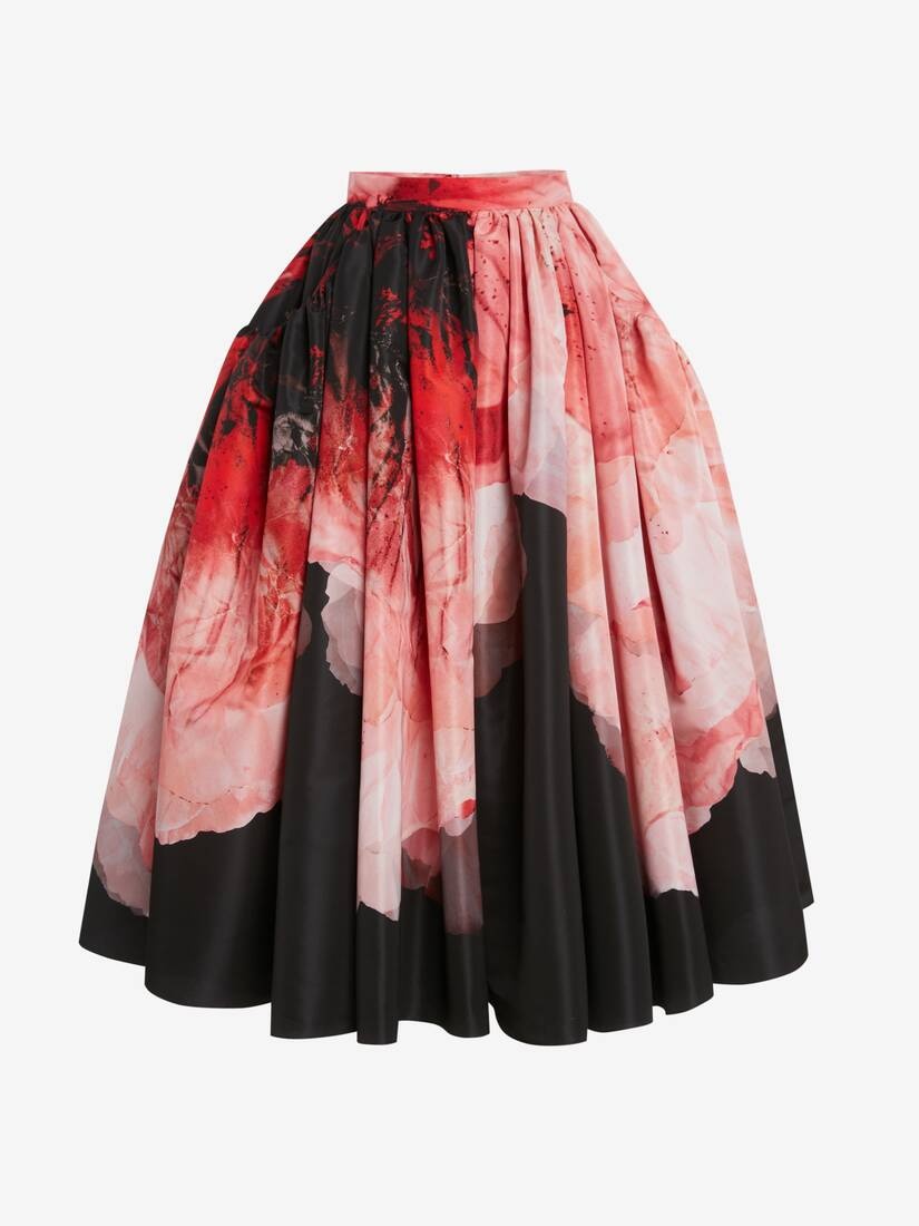 Anemone Print Gathered Midi Skirt in Anemone - 1