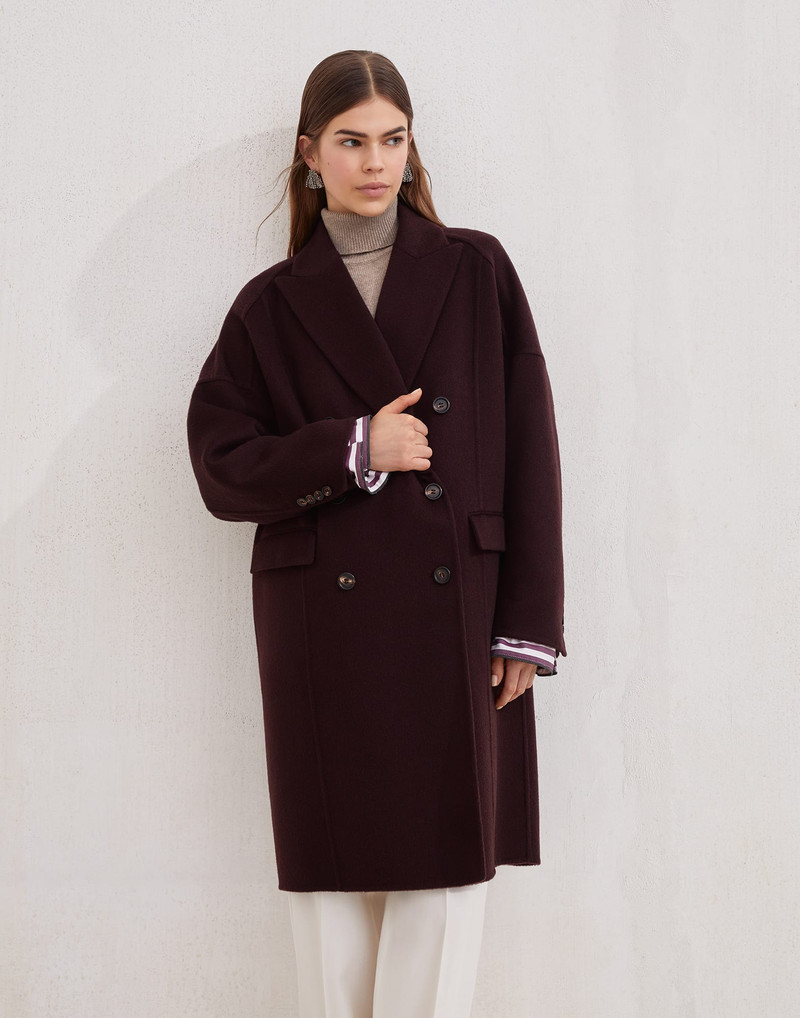 Hand-crafted coat in cashmere double beaver cloth with monili 1