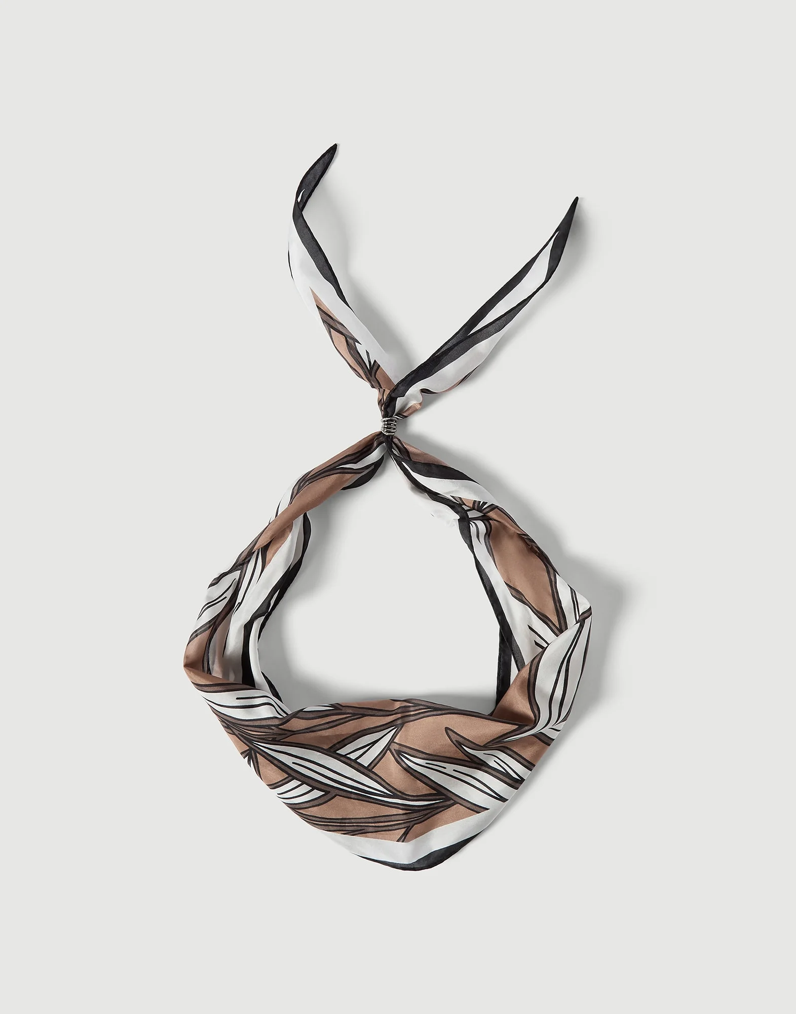 Cacao leaves print silk foulard - 1