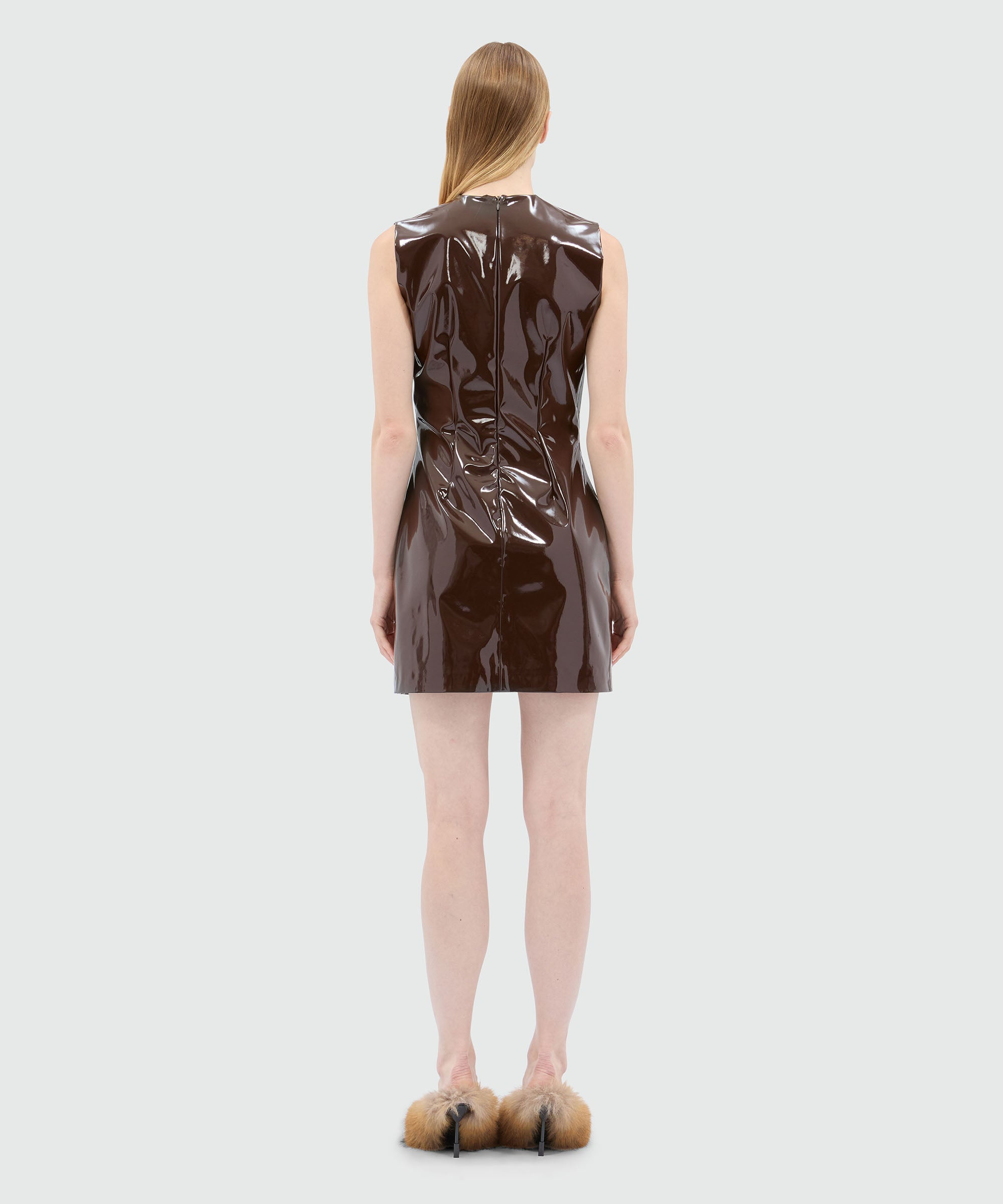 Brown vinyl minidress - 3