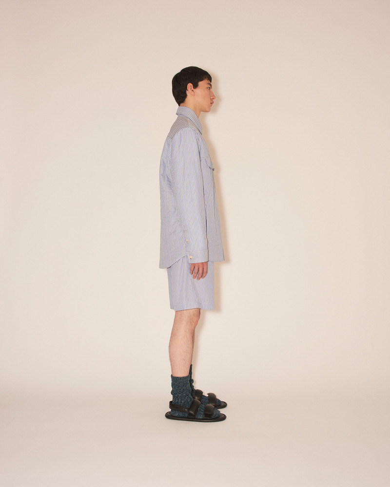 SAVION - Quilted long-sleeve shirt - Blue stripes 3