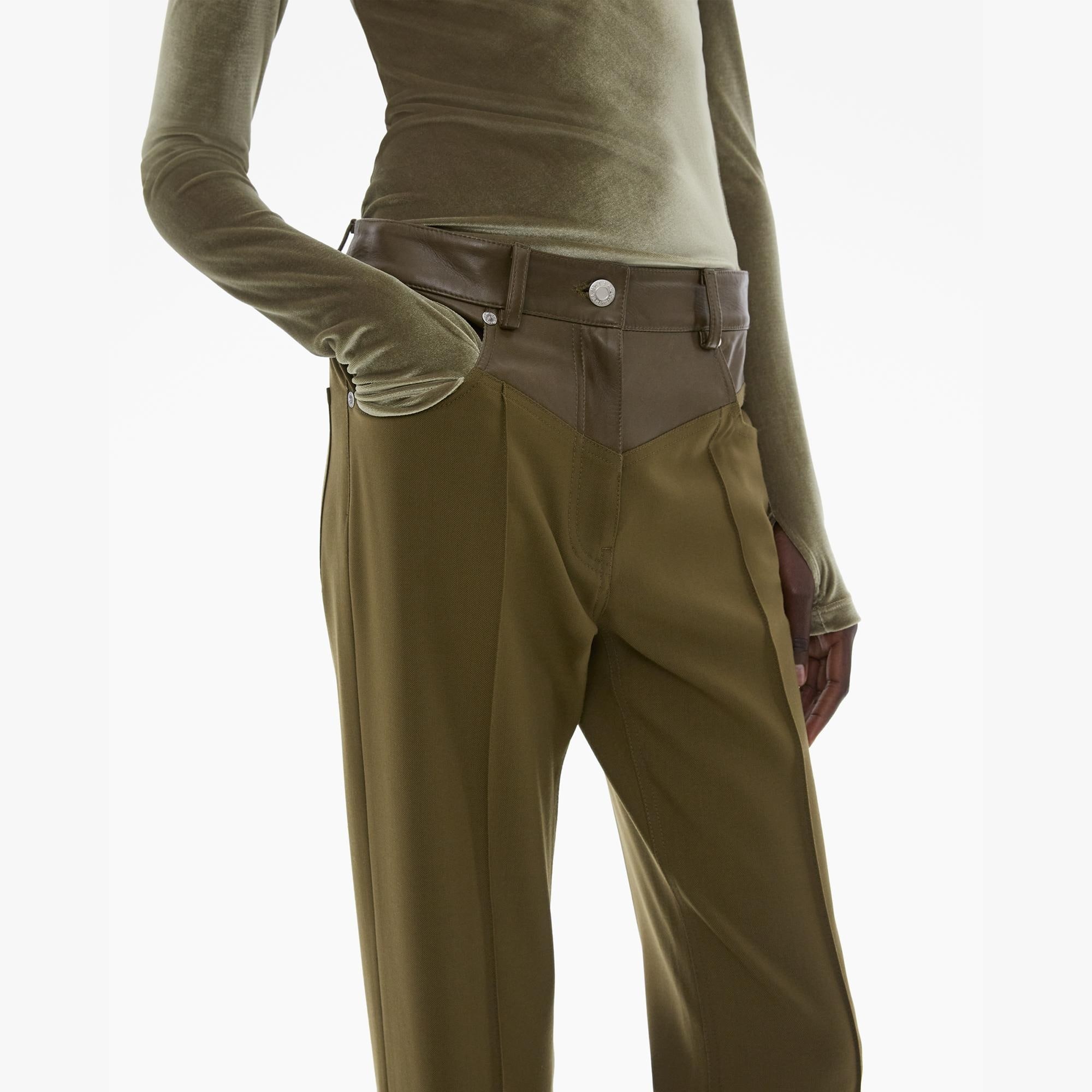 LEATHER-TRIMMED GARTER PANT - 7