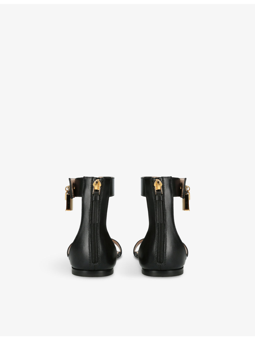 Padlock Leather Flat Sandals - 4