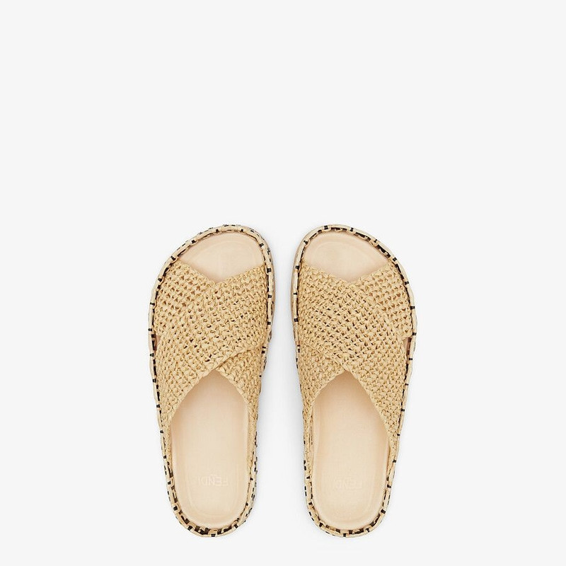 Beige raffia slides 4