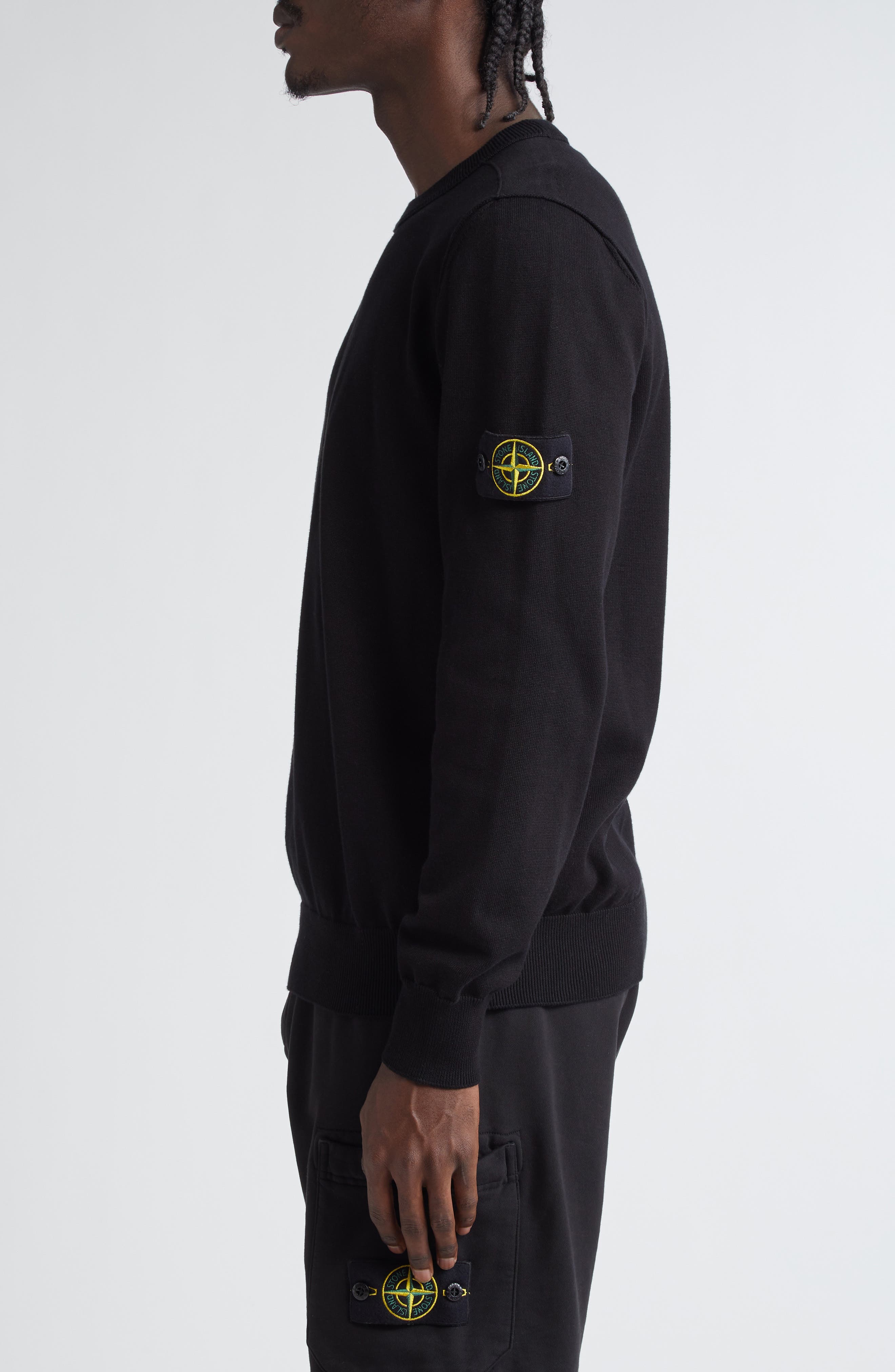 Stone Island Cotton Crewneck Sweater in V0029 Black at Nordstrom - 4