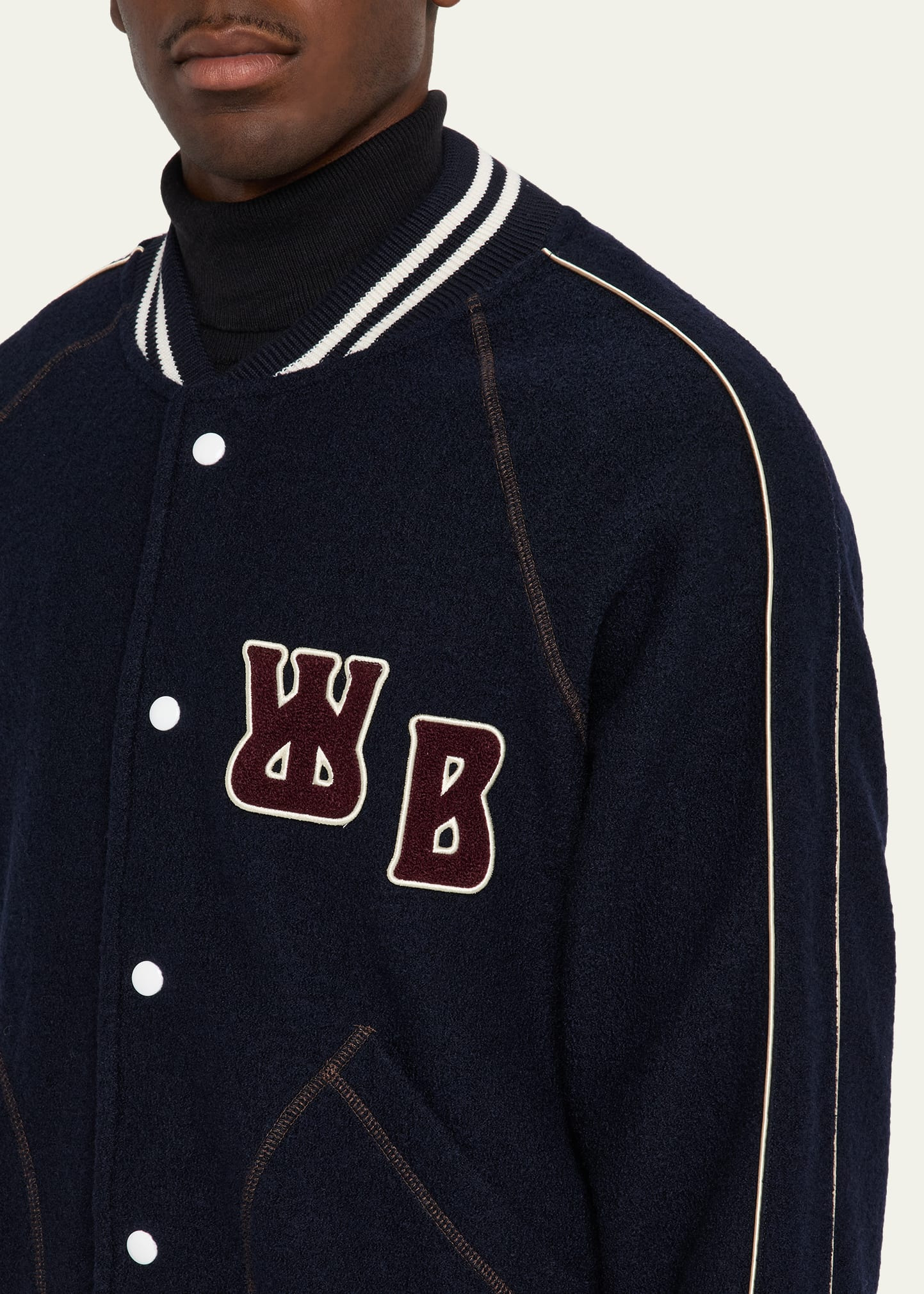 Men's Wool Snap-Front Varsity Blouson - 5