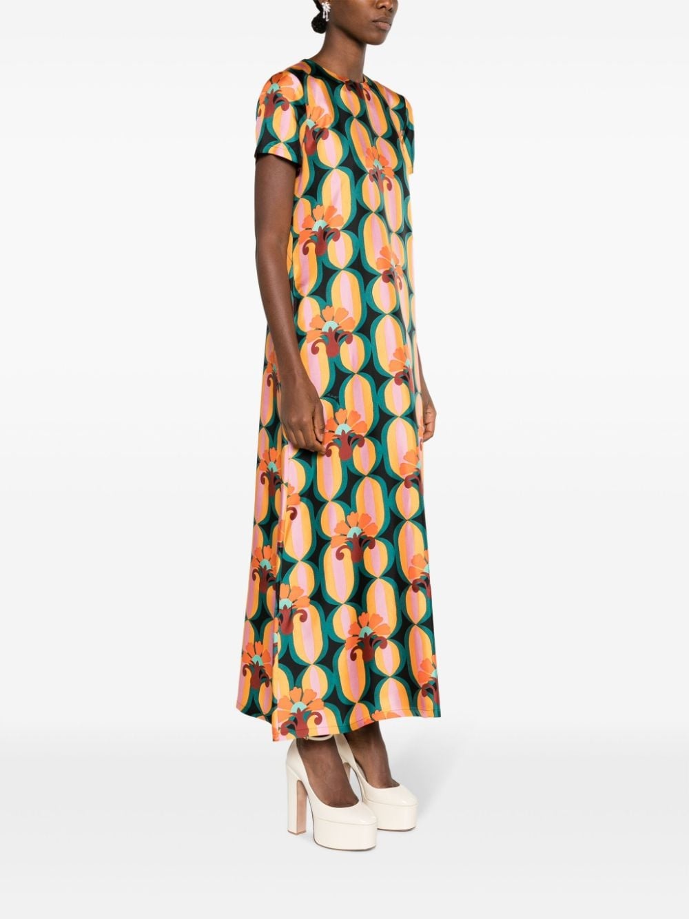 graphic-print silk dress - 3