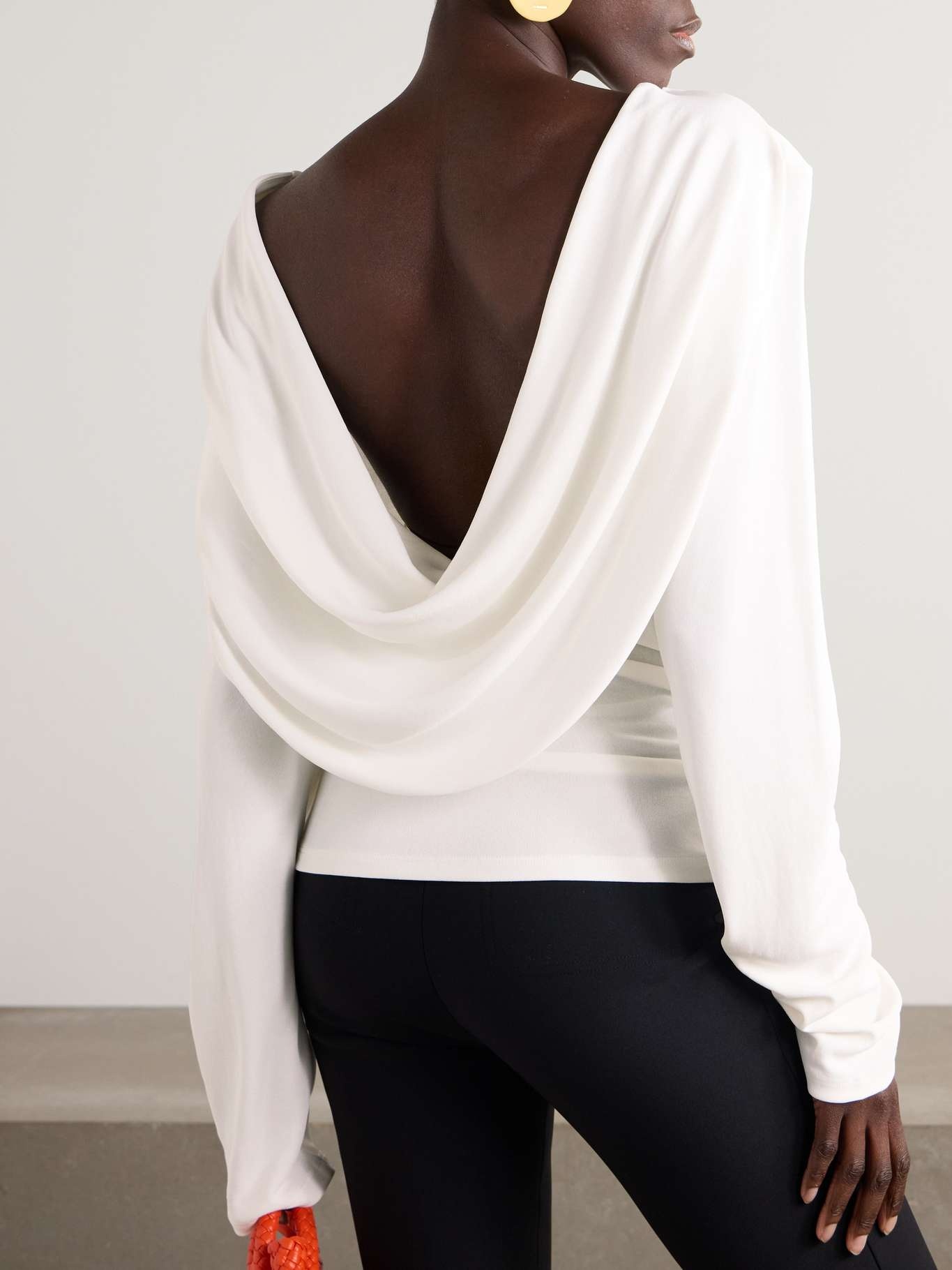 Croisière open-back draped jersey top White - 3