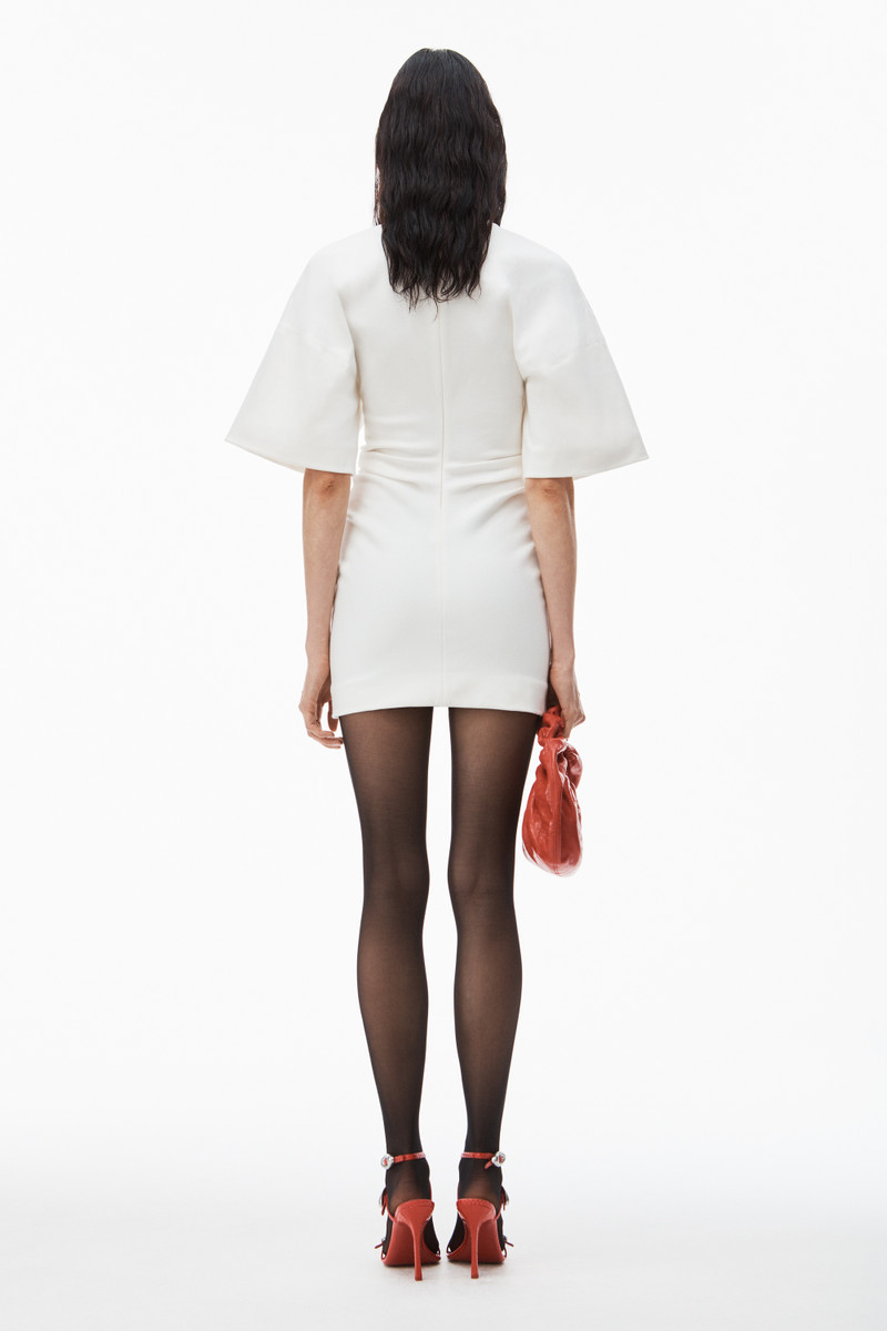 crewneck ribbed jersey mini dress with draped detail 4