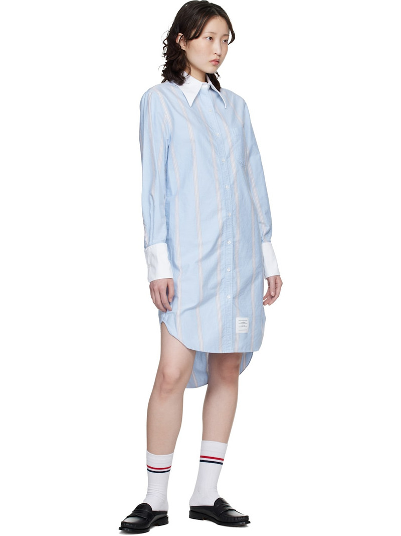 Thom Browne Blue Exaggerated Easy Fit Point Collar Shirt Minidress outlook