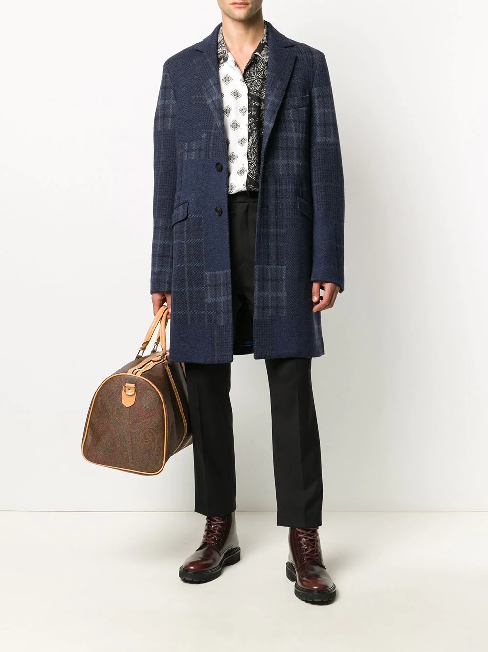 plaid single-breasted coat - 2