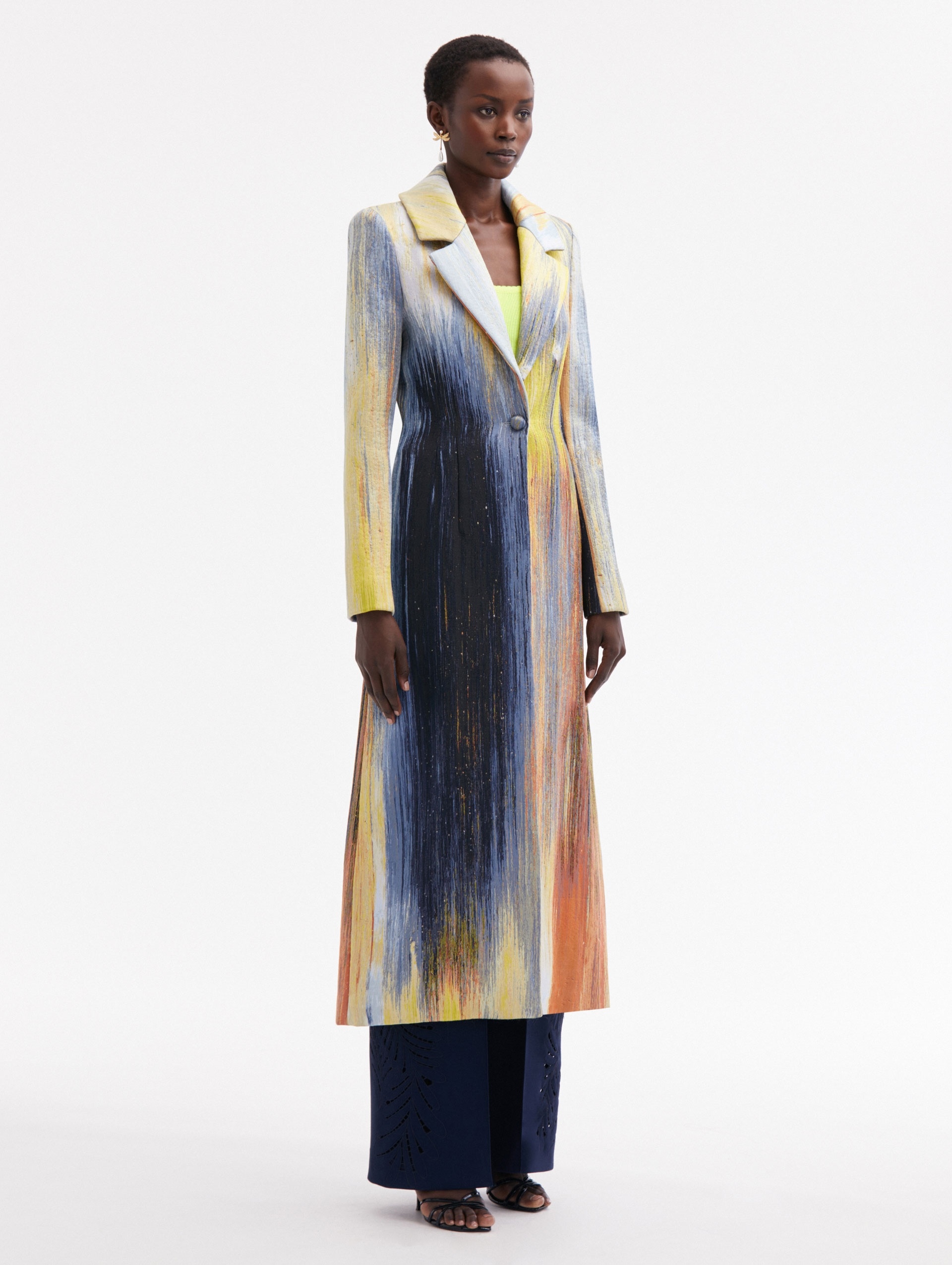 ABSTRACT BRUSHSTROKE JACQUARD COAT - 4