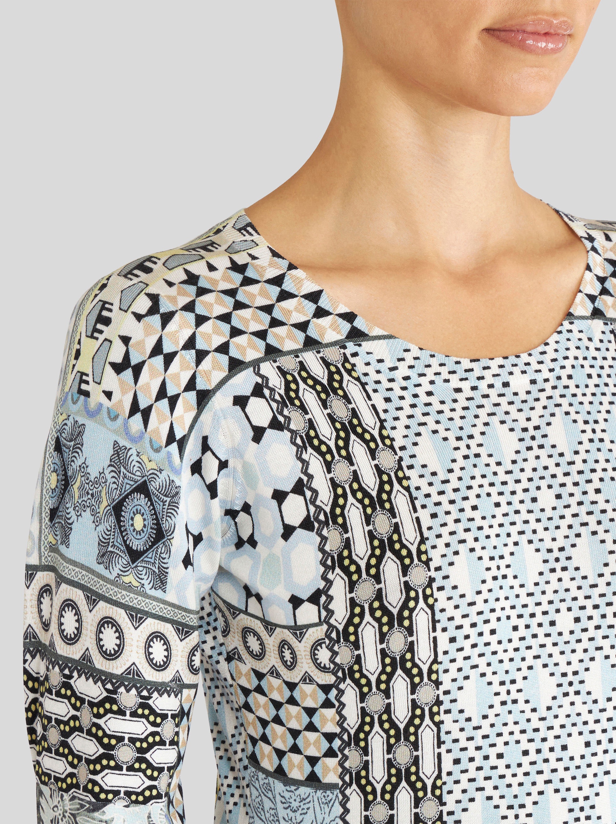 PATCHWORK PRINT SILK JUMPER - 3